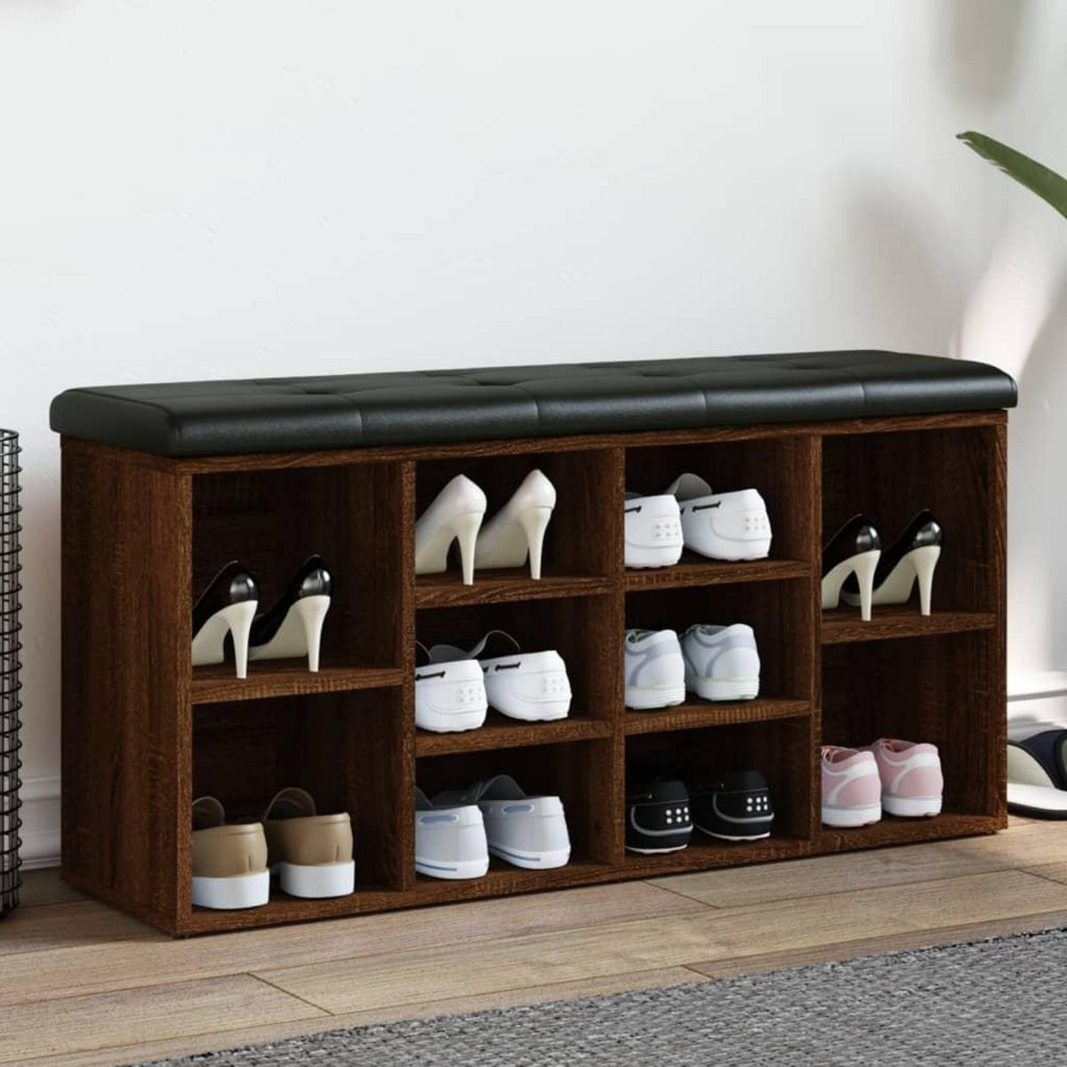 VIDAXL Banc a chaussures chene marron 102x32x50 cm bois d'ingenierie