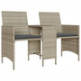 Voir la diapositive 4 : VIDAXL Canape de jardin 2 places avec table tabourets gris clair rotin