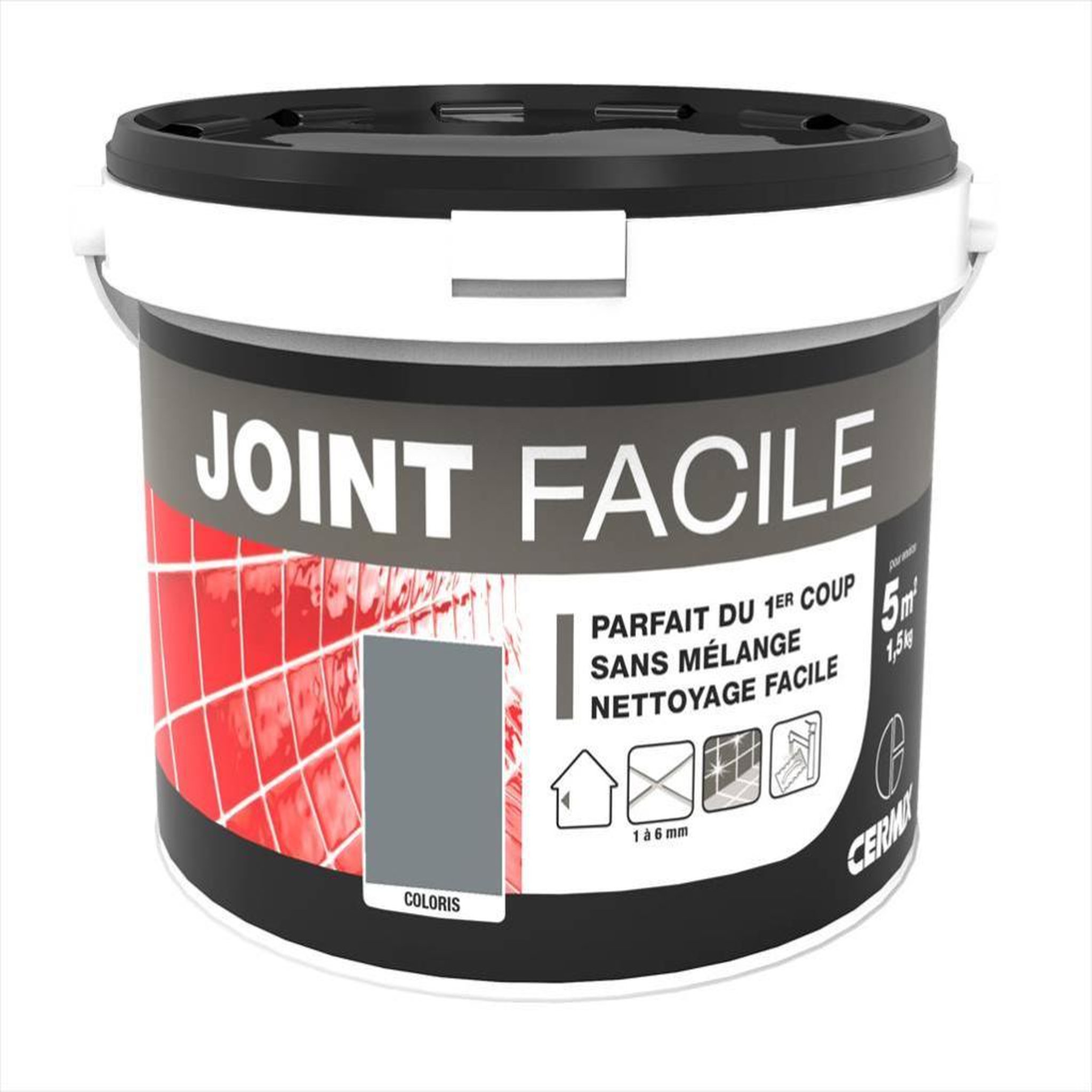 CENTRALE BRICO Joint pâte carrelage CERMIX gris moyen 1.5 kg, 5 m² Joint faicle gris moyen 5m²