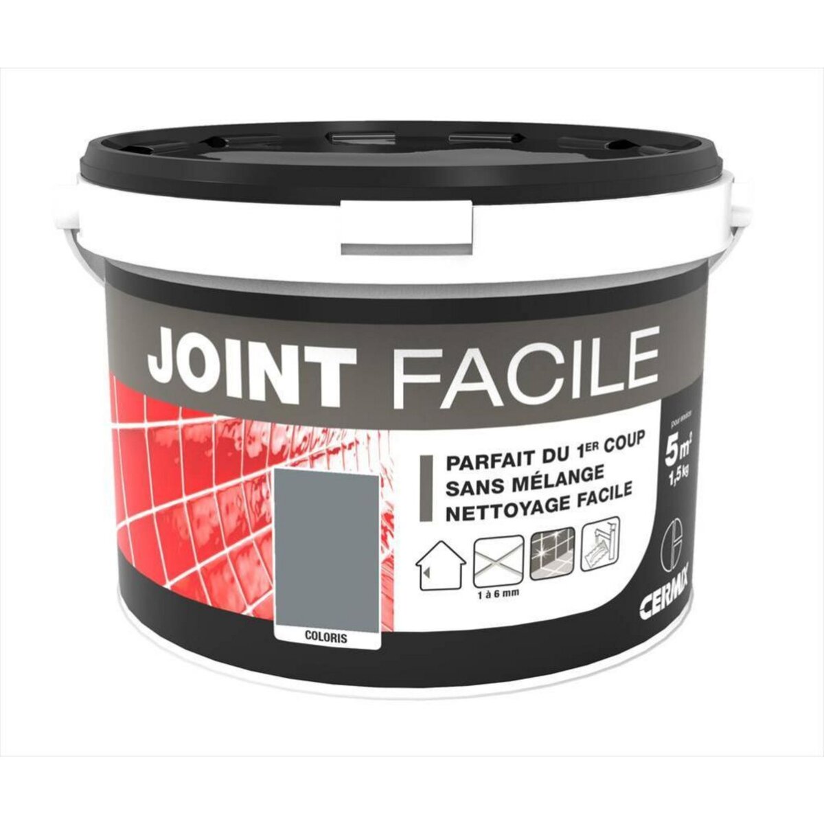 CENTRALE BRICO Joint pâte carrelage CERMIX gris moyen 1.5 kg, 5 m² Joint faicle gris moyen 5m²