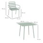 Voir la diapositive 3 : OUTSUNNY Salon de jardin 4 places 5 pièces - table à manger 4 chaises empilables - acier thermolaqué vert de gris