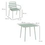 Voir la diapositive 3 : OUTSUNNY Salon de jardin 4 places 5 pièces - table à manger 4 chaises empilables - acier thermolaqué vert de gris