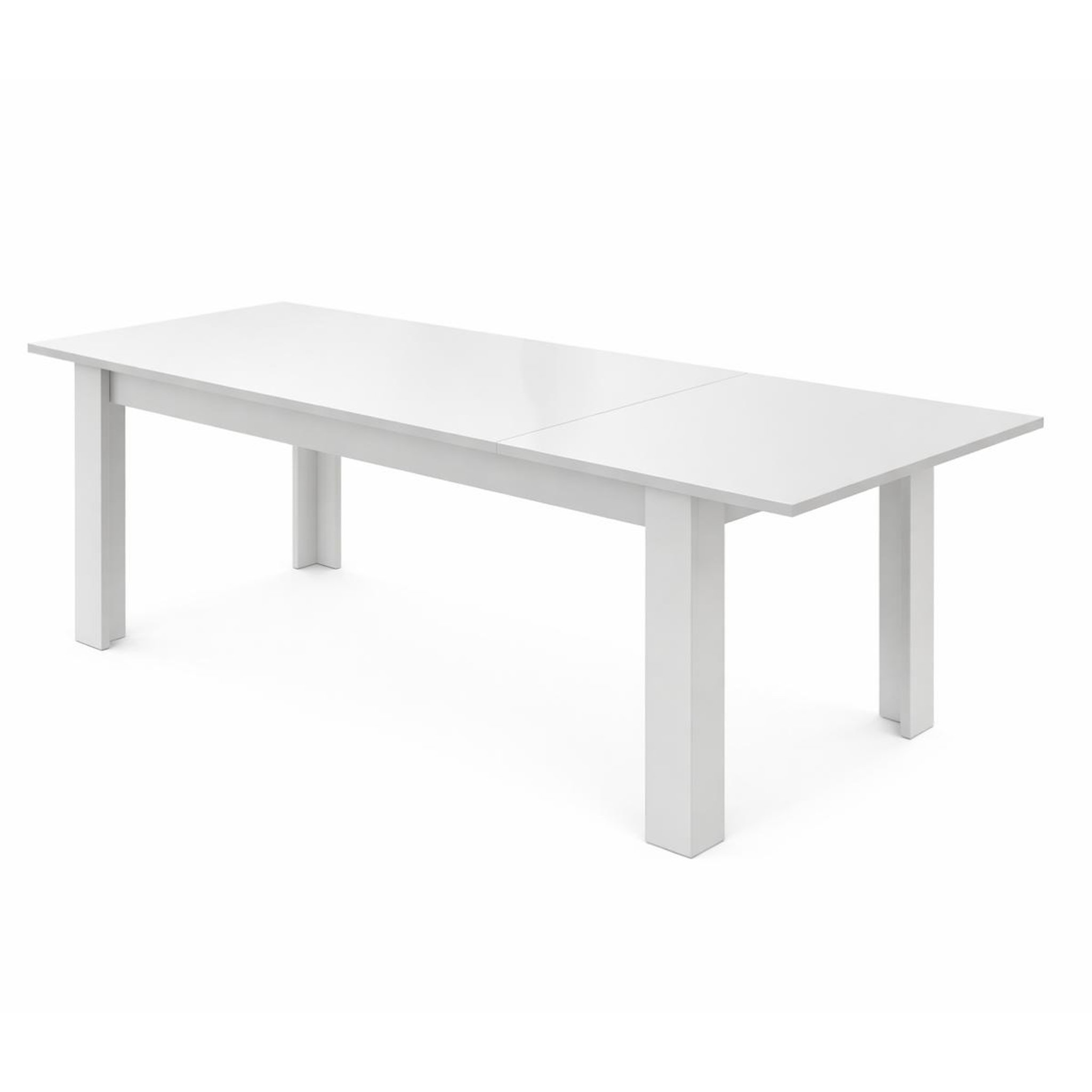 JLC KREATION Table à manger design laqué blanc 137cm + rallonge APHODITE