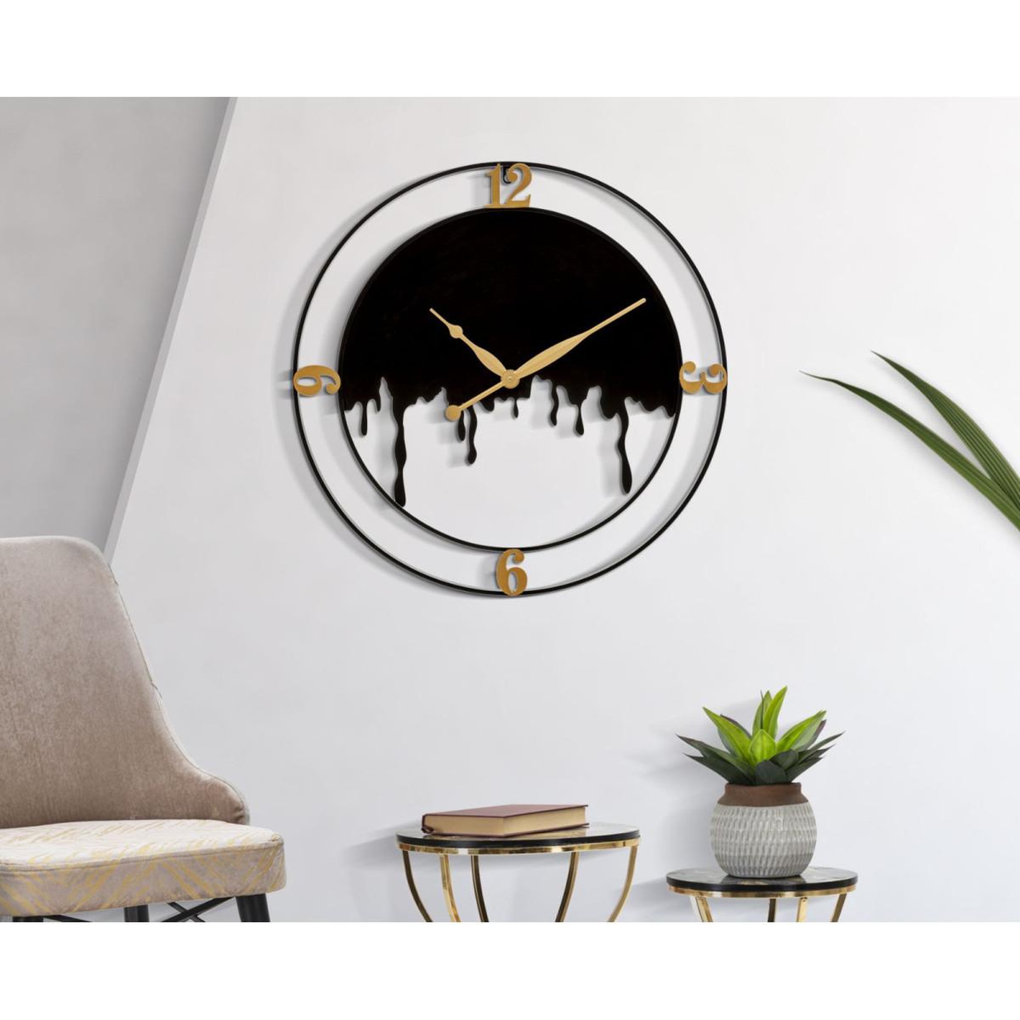 Voir la diapositive 5 : Paris Prix Horloge murale en métal  splash  66cm noir