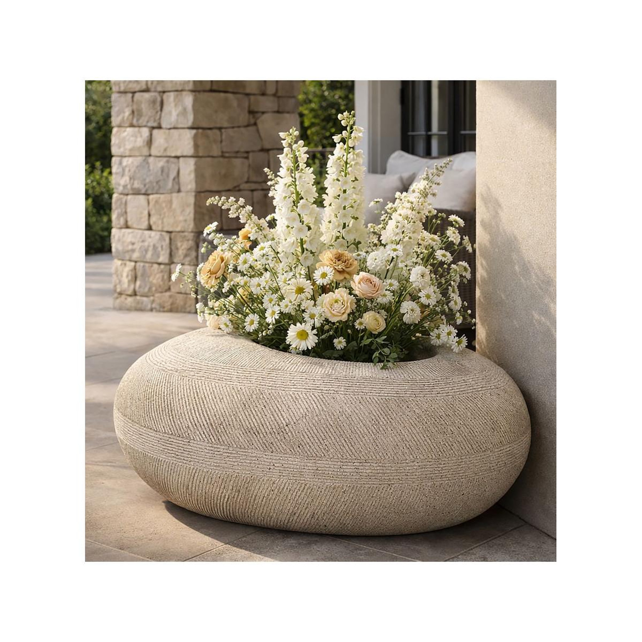 Voir la diapositive 5 : Paris Prix Cache-pot effet pierre  stone  78cm gris