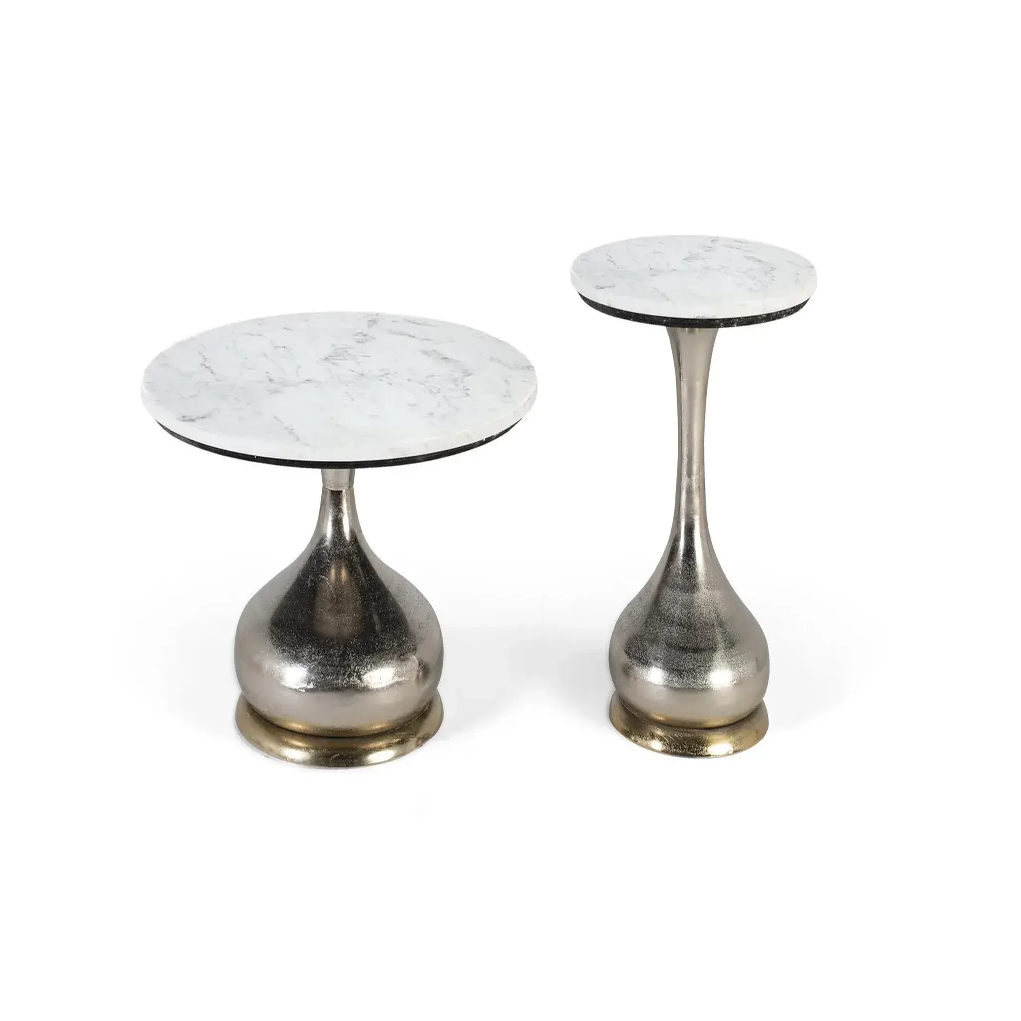 GINER Y COLOMER SL Lot de 2 tables basses de marbre grand 75 cm, petite 46 cm style moderne élégant