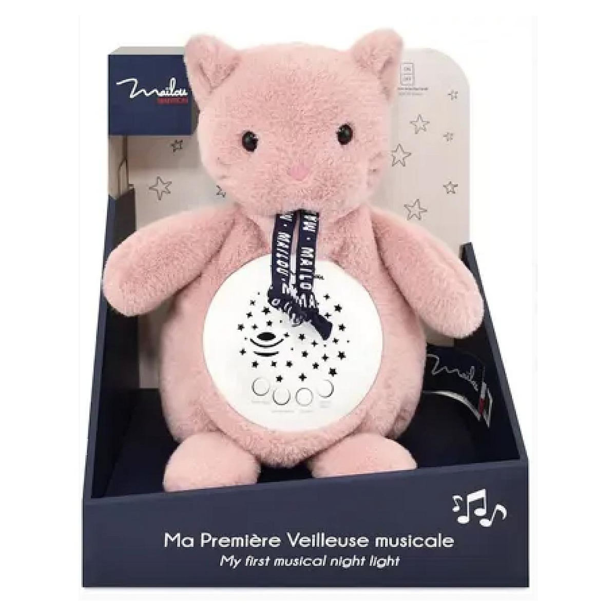 MAILOU Veilleuse musicale projecteur d etoiles - Chat rose