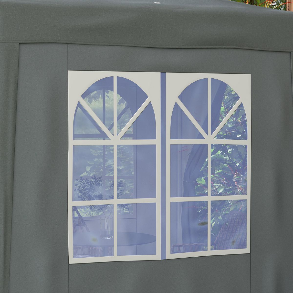 OUTSUNNY Tonnelle de jardin tente pliante barnum pop-up 2 x 2 m 4 parois latérales amovibles 2 fenêtres sac de transport gris