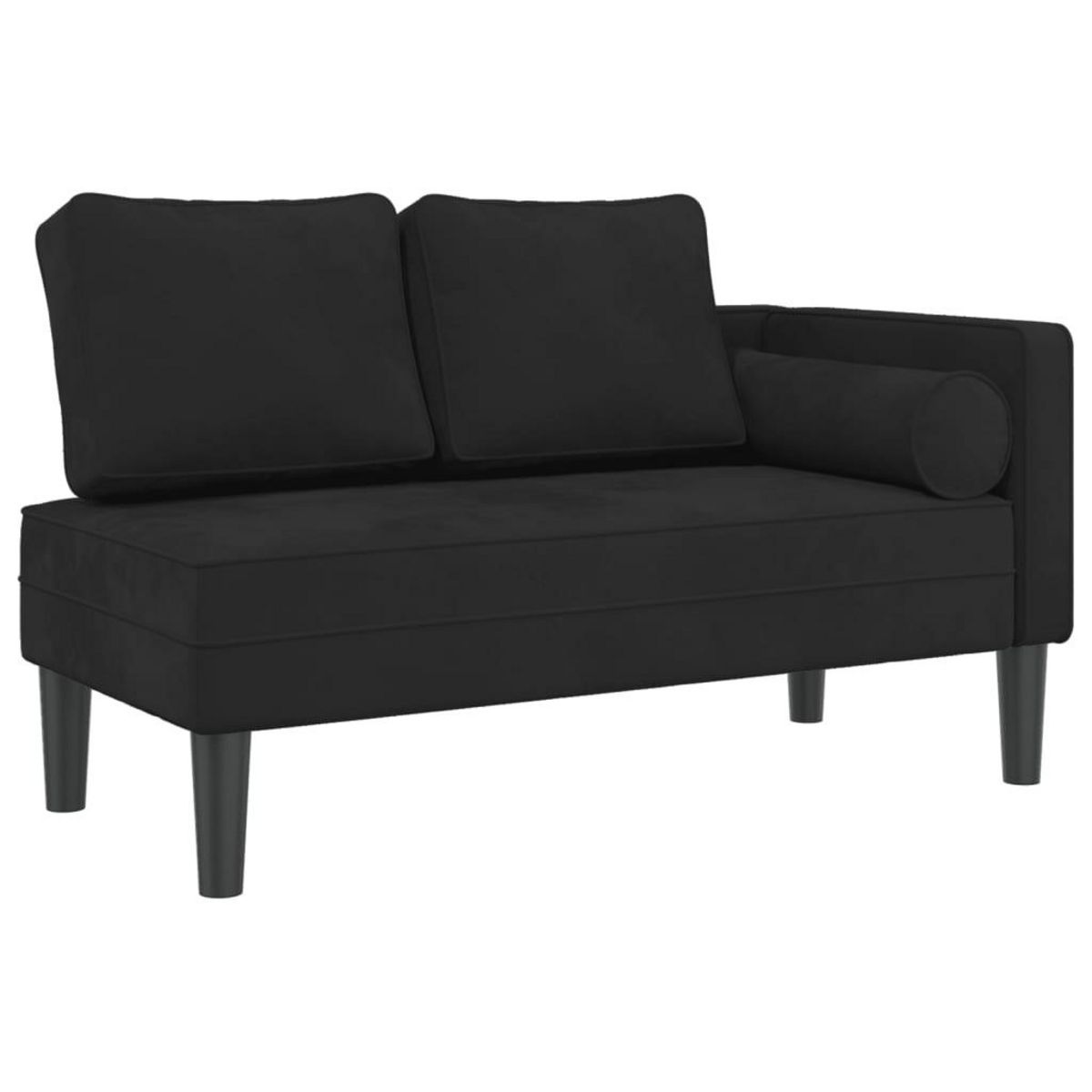 VIDAXL Chaise longue avec coussins noir velours