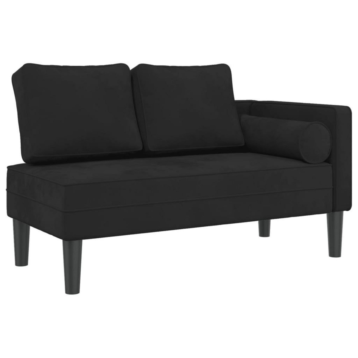 VIDAXL Chaise longue avec coussins noir velours