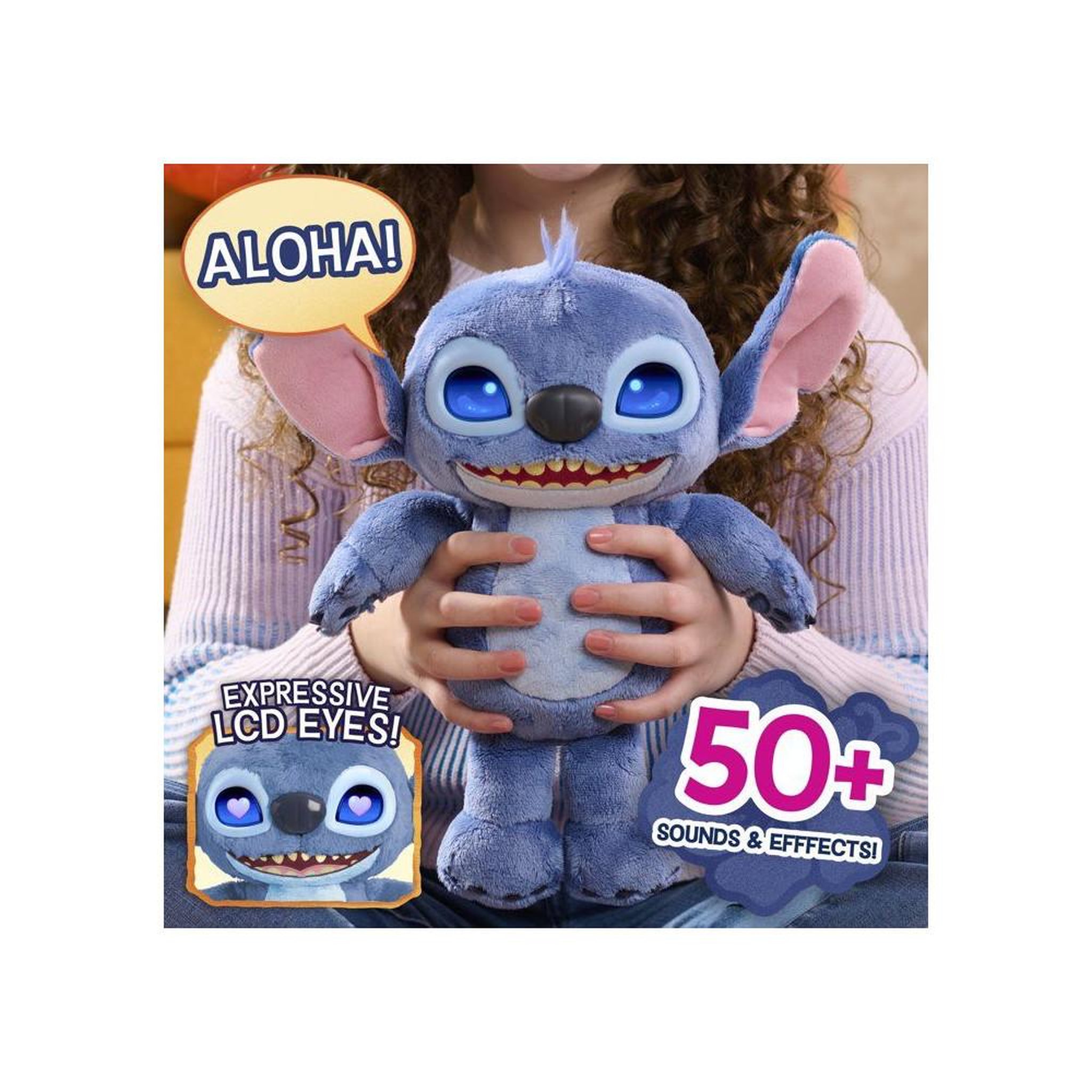 Voir la diapositive 6 : DISNEY Peluche interactive Stitch, yeux animés LCD, 30 cm, plus de 50 sons et réactions, s'active au toucher et au mouvement