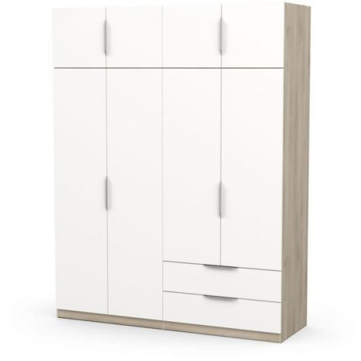 Demeyere Armoire de chambre - DEMEYERE - GHOST - 8 portes - 2 tiroirs - Blanc et chene kronberg