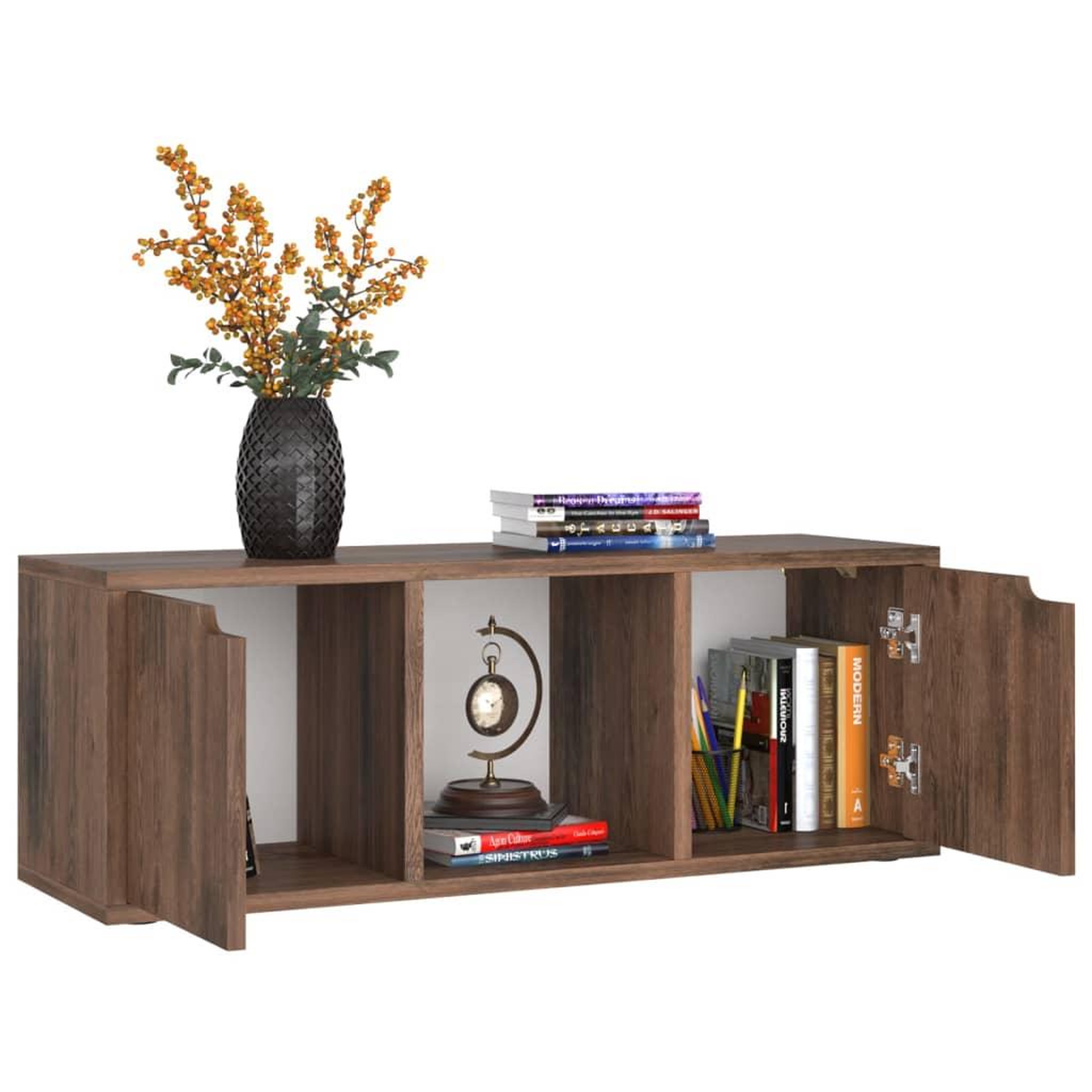 Voir la diapositive 5 : VIDAXL Meuble TV Chene fume 88,5x27,5x30,5 cm Bois d'ingenierie