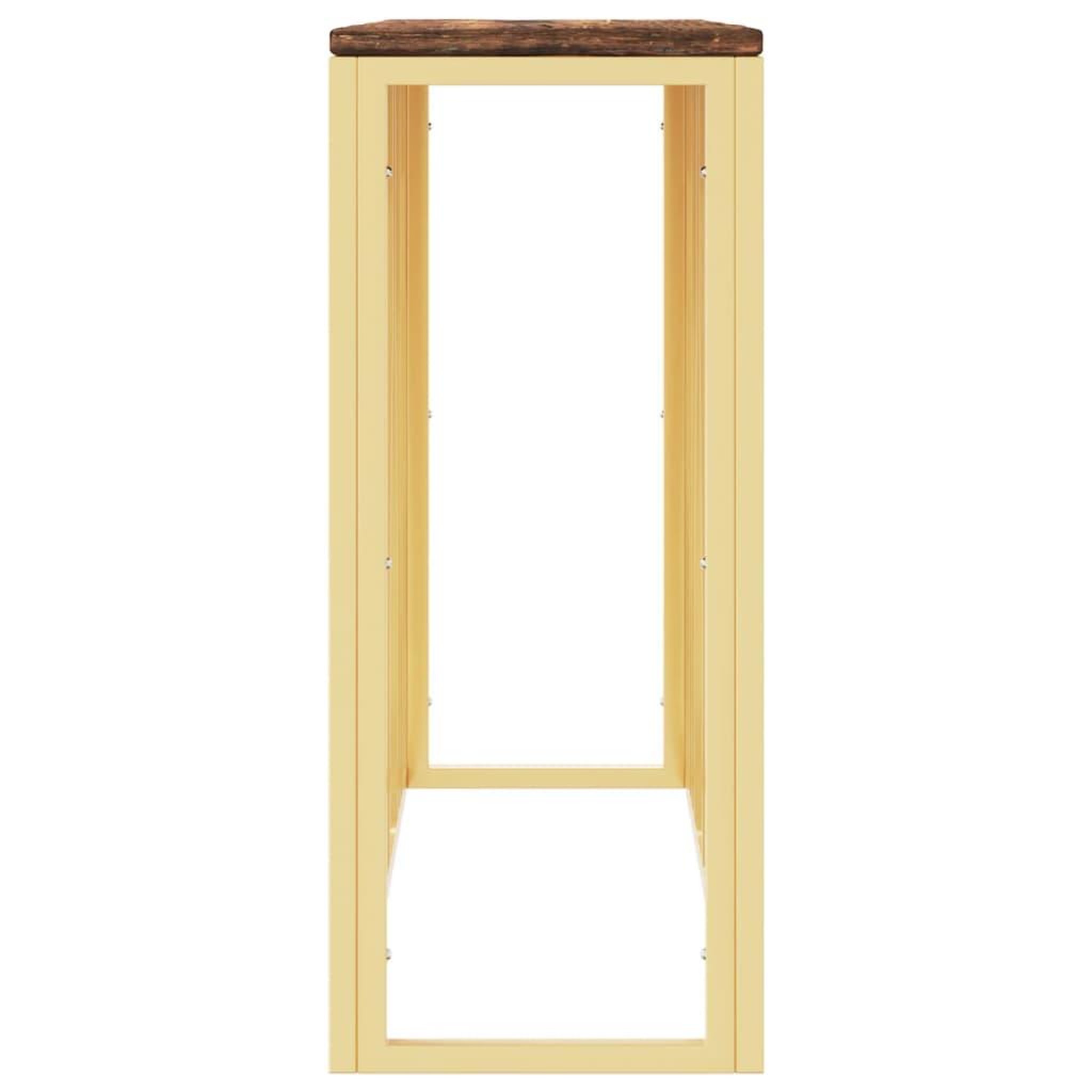 Voir la diapositive 4 : VIDAXL Table console dore acier inoxydable et bois massif recuperation