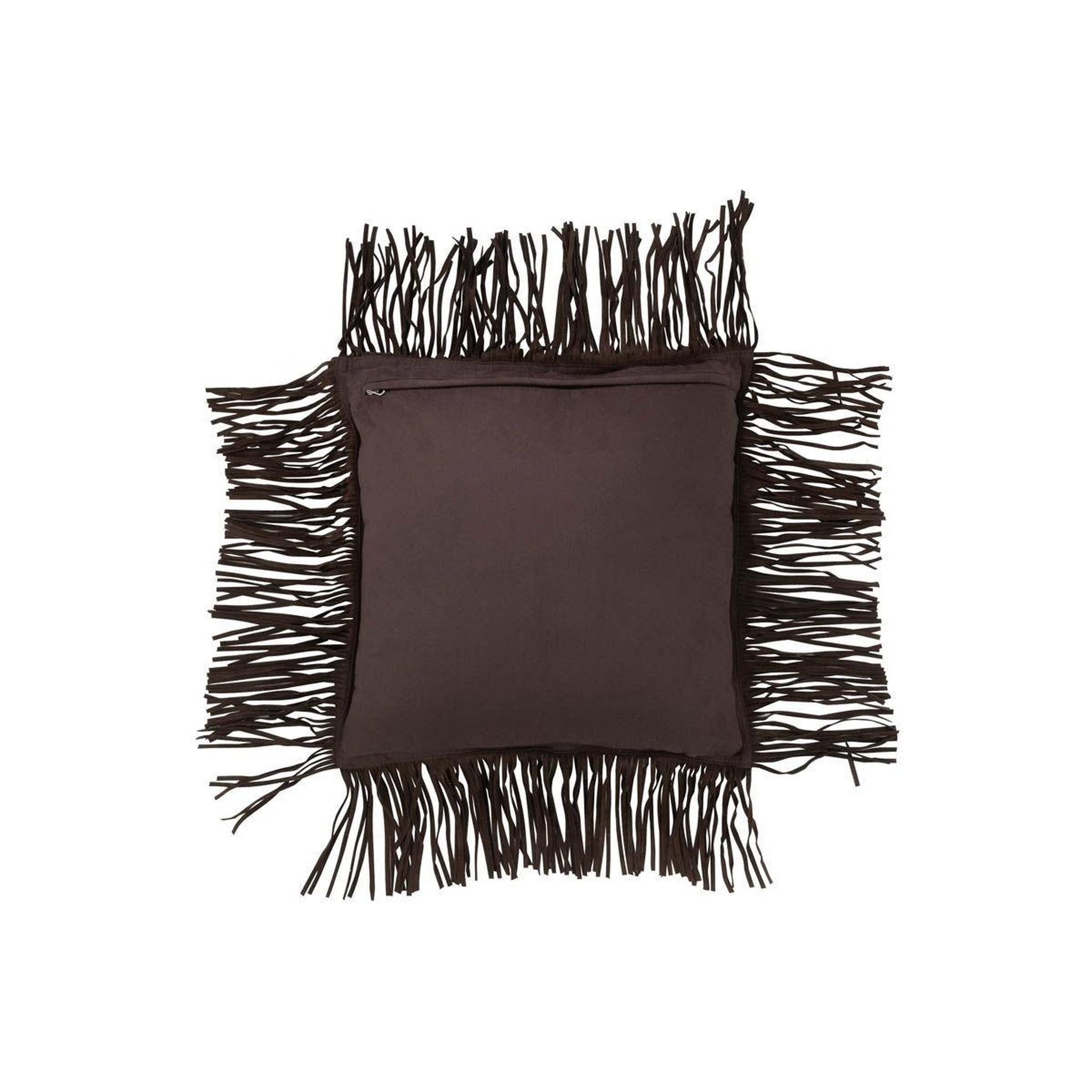 Voir la diapositive 2 : J-LINE Coussin Déco à Franges  Coleman  45x45cm Marron