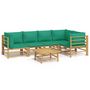 Voir la diapositive 2 : VIDAXL Salon de jardin 6 pcs avec coussins vert bambou