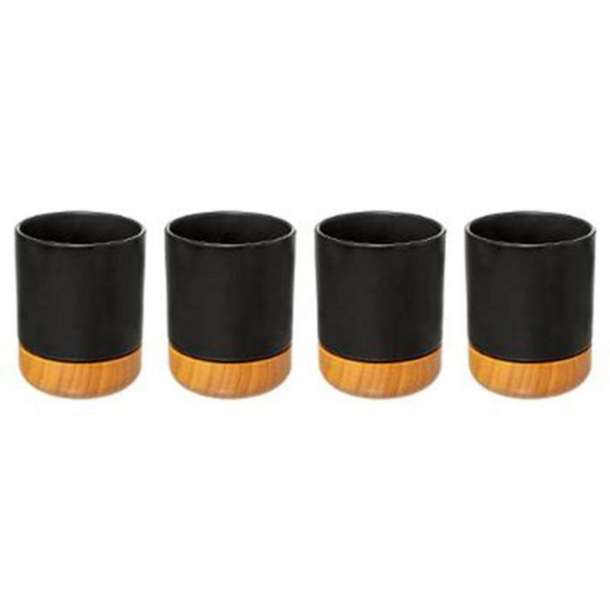 SECRET DE GOURMET Lot de 4 Tasses à Café  Modern Wood  12cl Noir