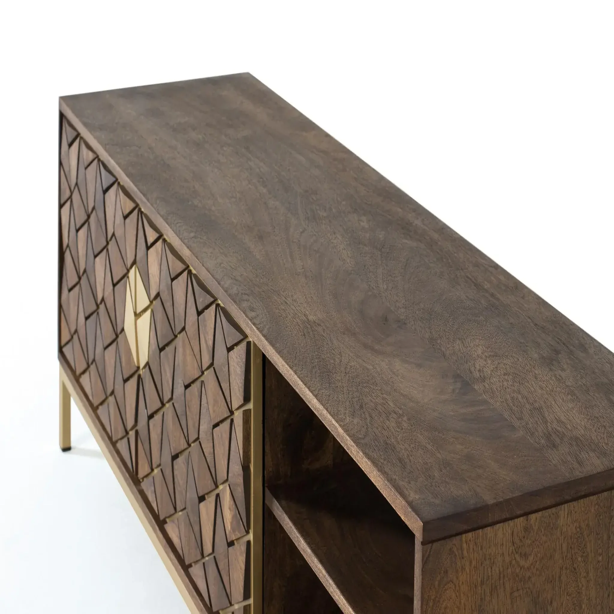 Voir la diapositive 4 : GINER Y COLOMER SL Meuble tv en bois de manguier 145 cm style rustique moderne