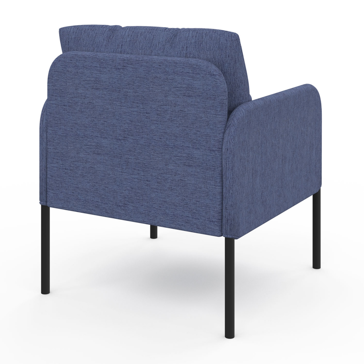 ID MARKET Fauteuil AUGUSTE tissu bleu pieds métal noir