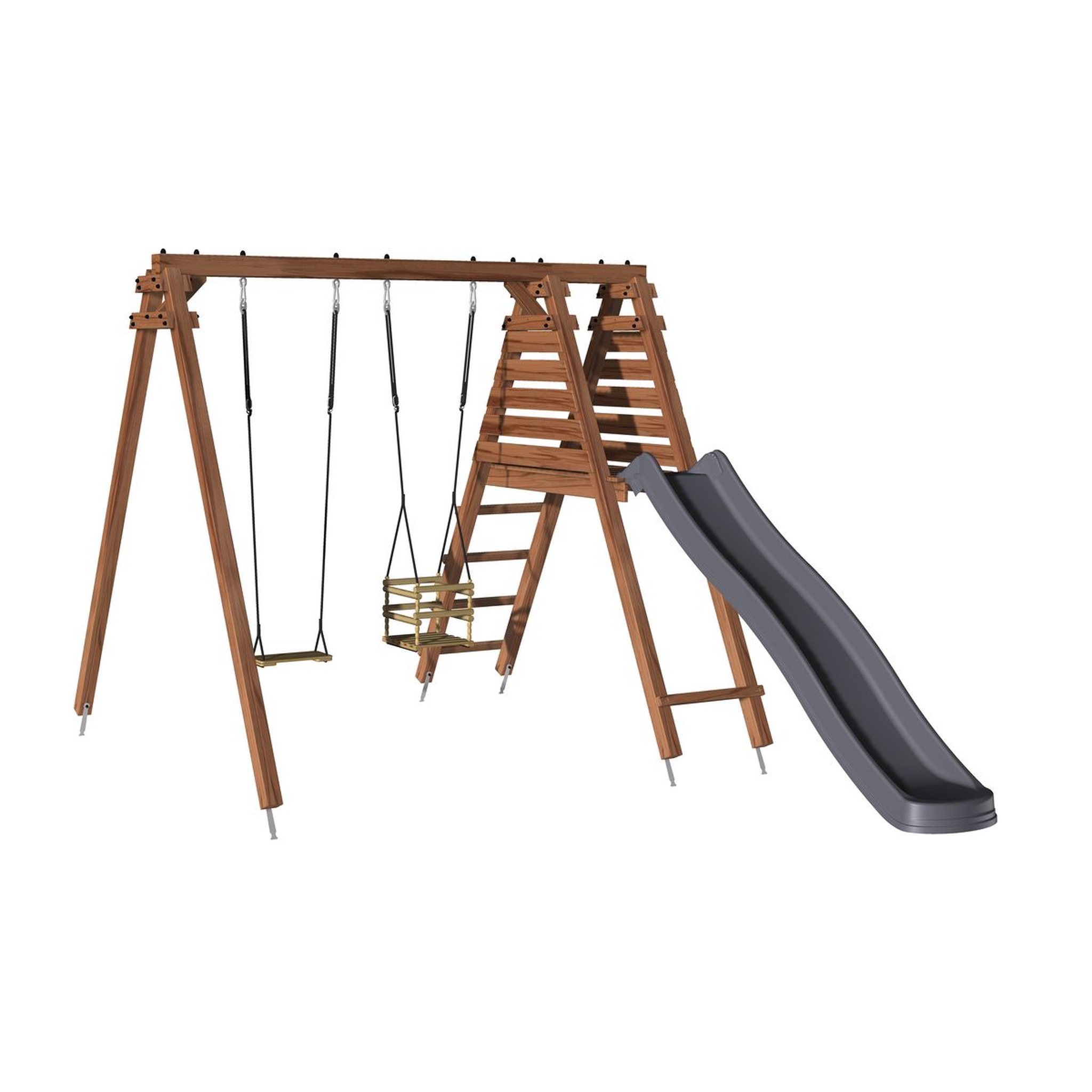 Voir la diapositive 2 : Soulet Portique balançoire avec toboggan- Bois - H2,24m PRUNE