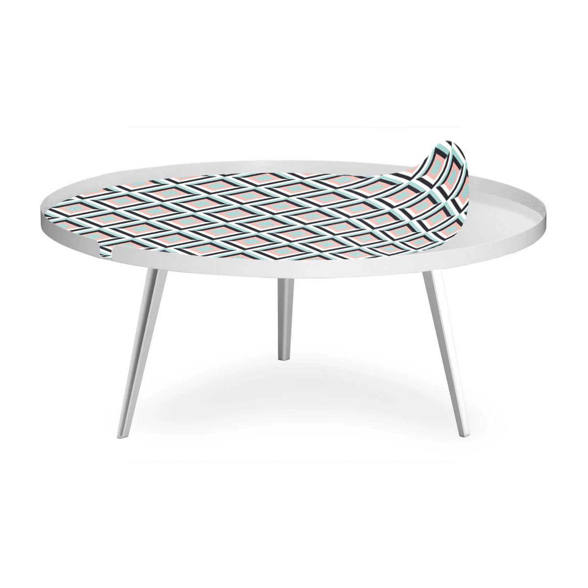 Voir la diapositive 1 : Paris Prix Table Basse à Rebord 1 Cover  Losanges  90cm Blanc