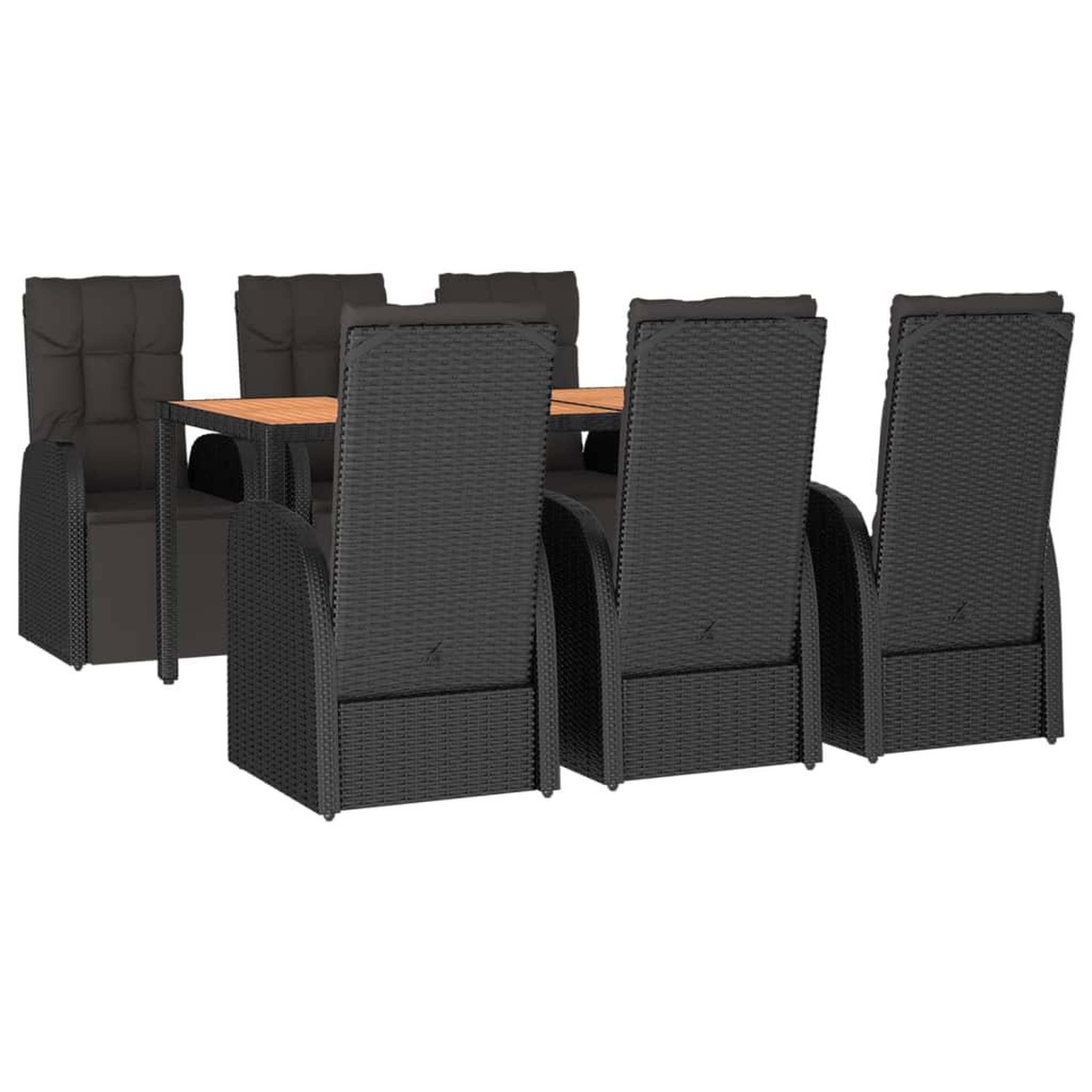 Voir la diapositive 3 : VIDAXL Ensemble a manger de jardin 7 pcs noir poly rotin et acacia