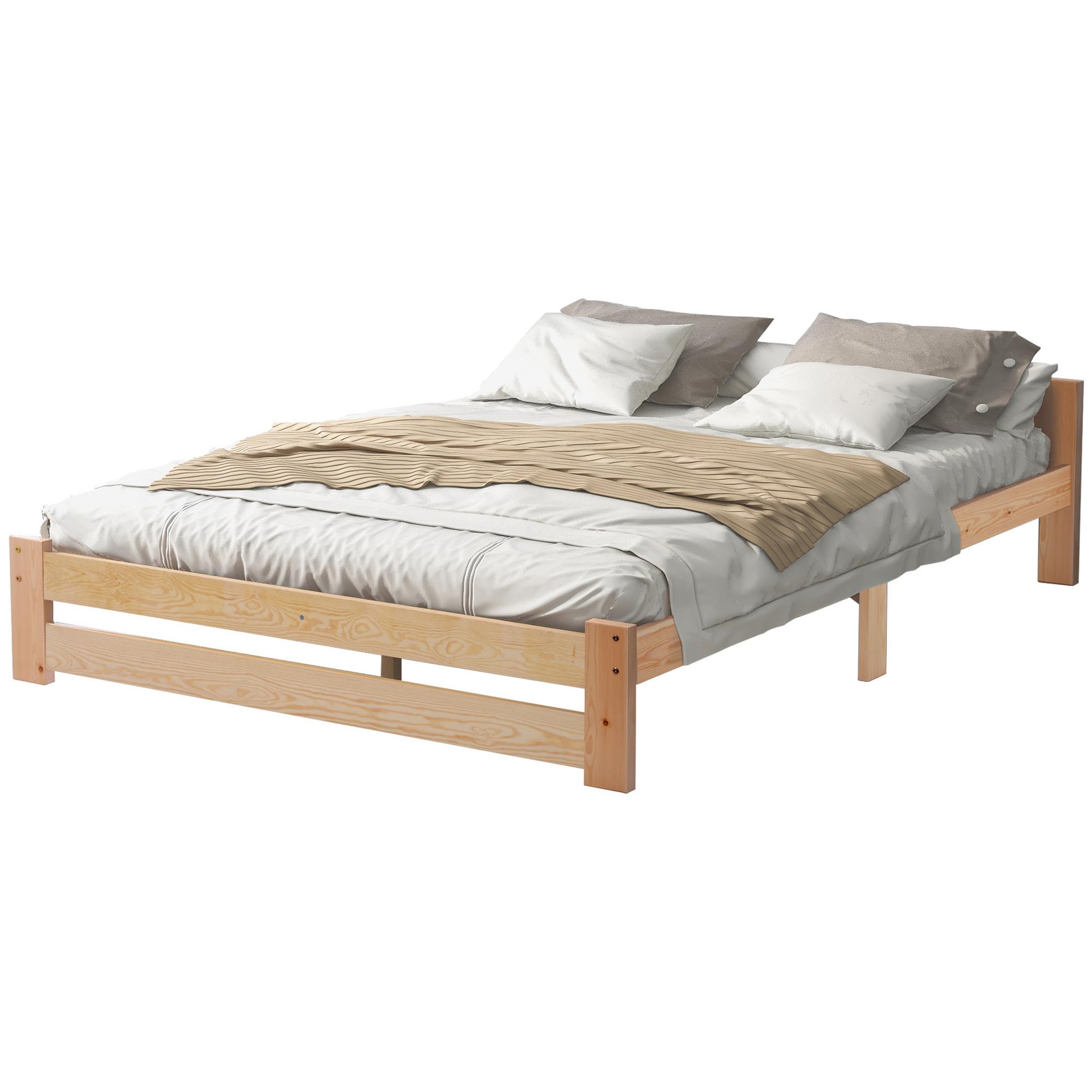 MERAX Lit 2 places 140x200cm bois coloris naturel