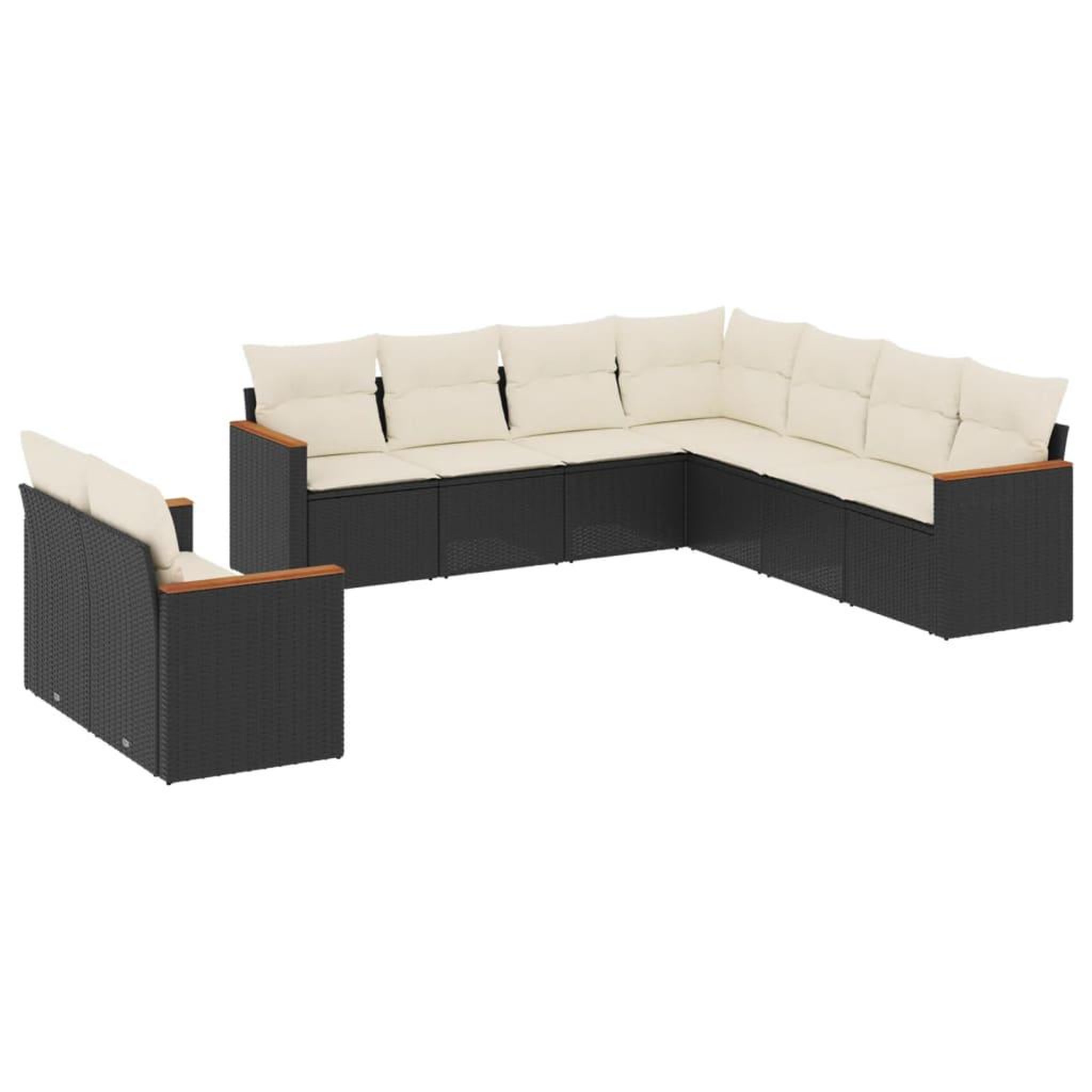 Voir la diapositive 2 : VIDAXL Salon de jardin 9 pcs avec coussins noir resine tressee