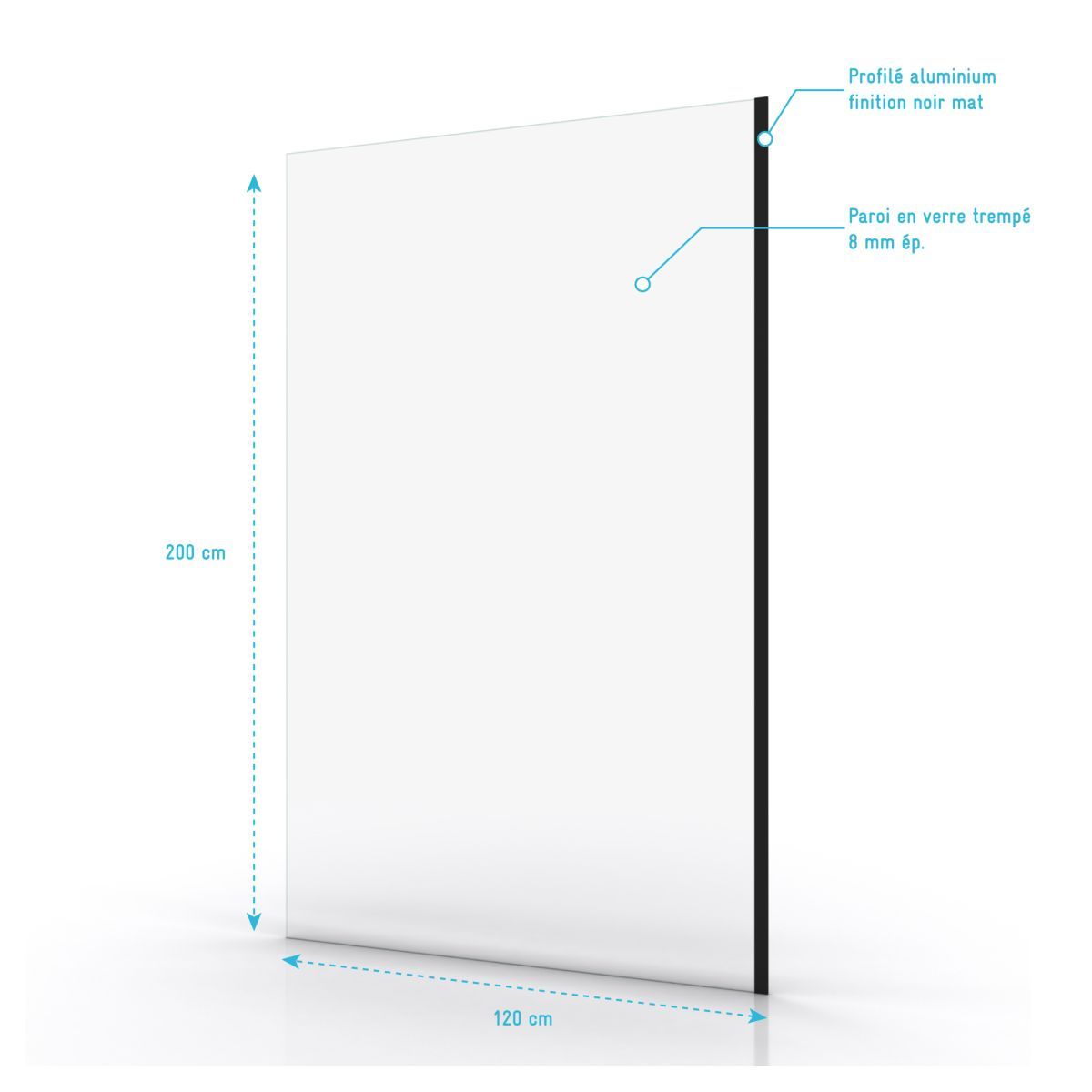 Paroi de douche à l'italienne profil noir 120x200 cm - PARMA 2 BLACK 120