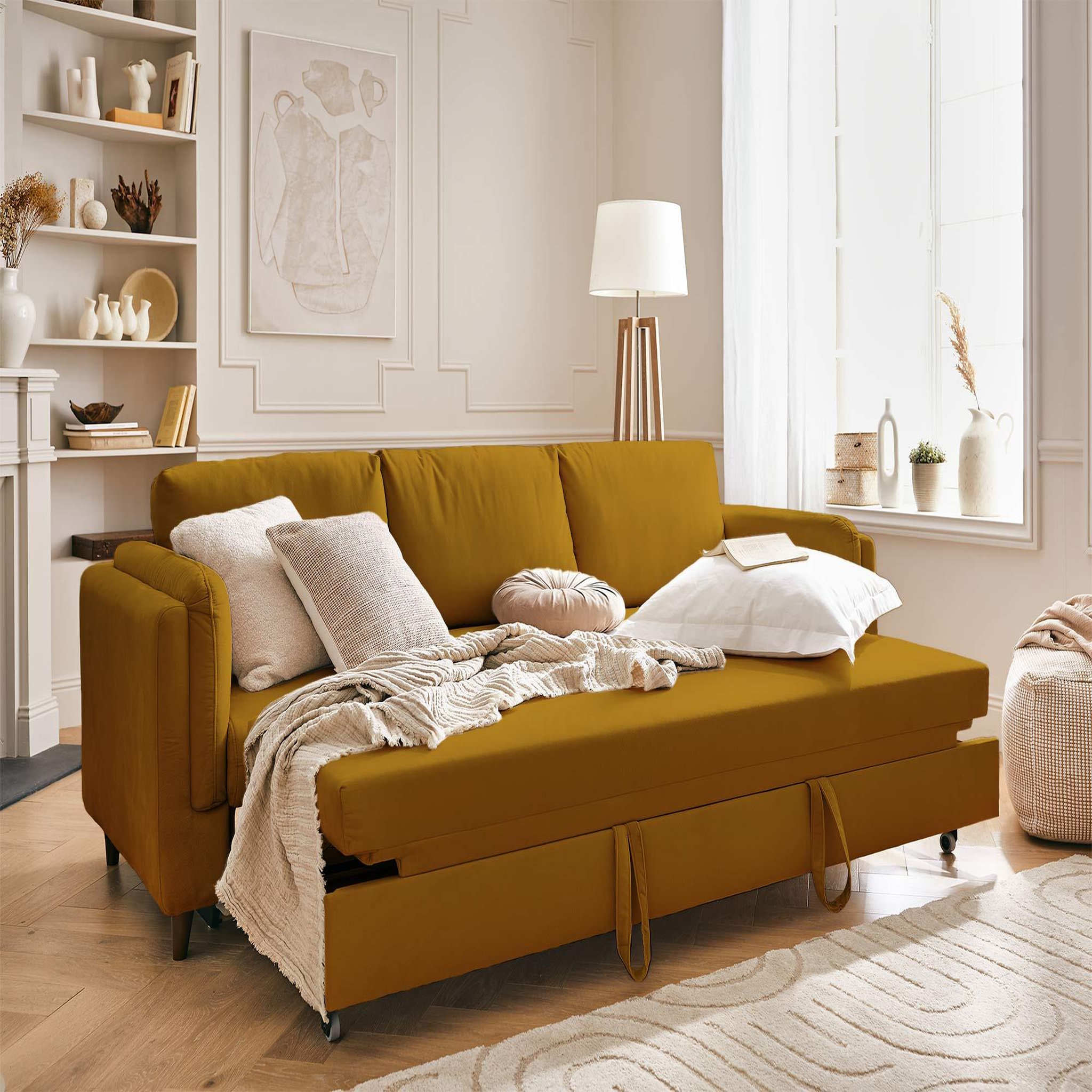 Voir la diapositive 2 : BEST MOBILIER Brooke - canapé 3 places - convertible - en velours
