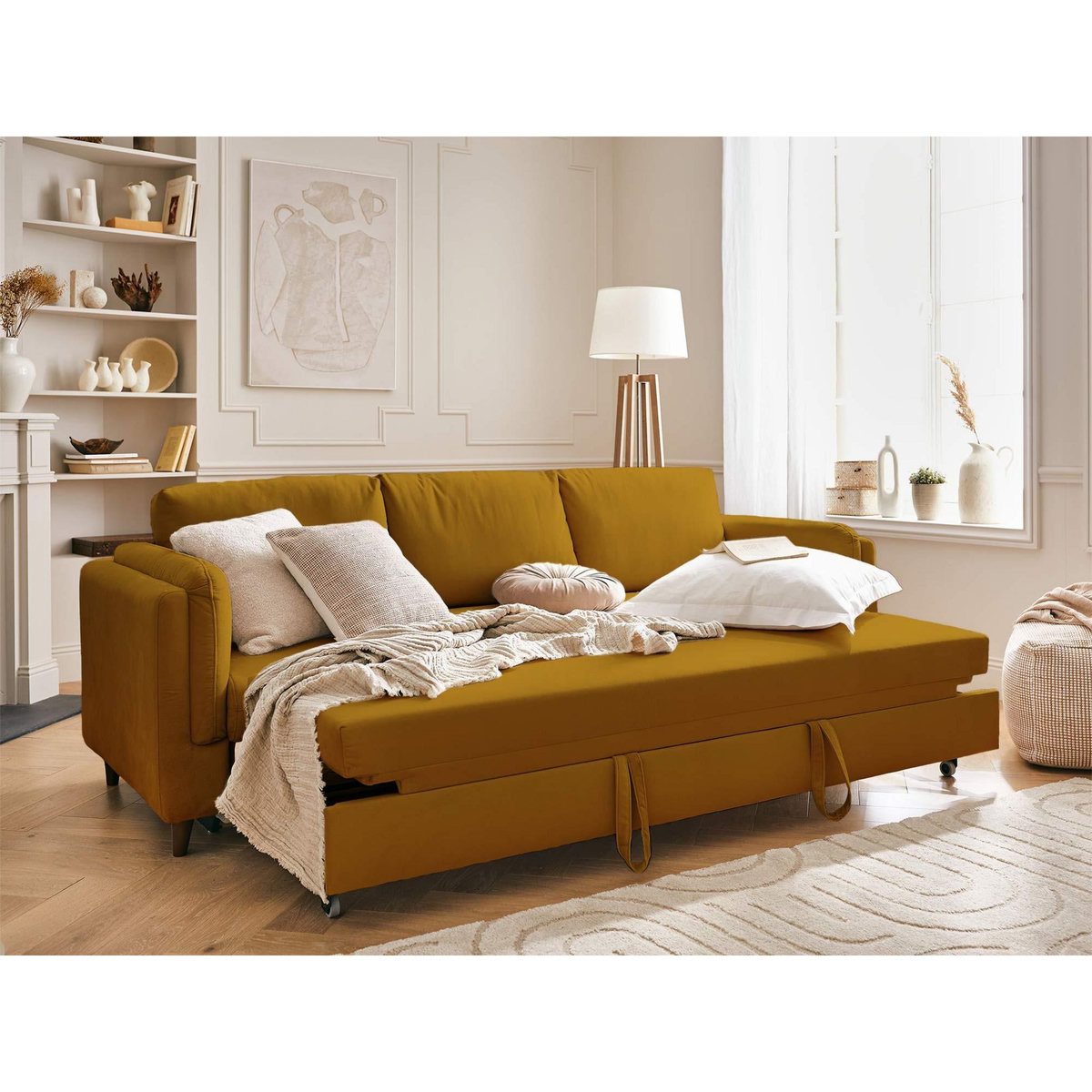 LISA DESIGN Brooke - canapé 3 places - convertible - en velours