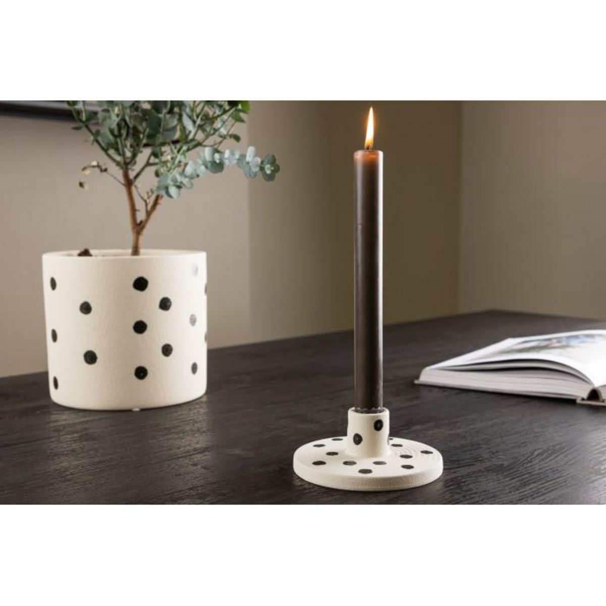 Paris Prix Bougeoir en Céramique  Bette  12cm Blanc & Noir