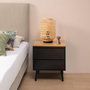 Voir la diapositive 2 : VS VENTA-STOCK Table de chevet Desi 2 tiroirs couleur Noir