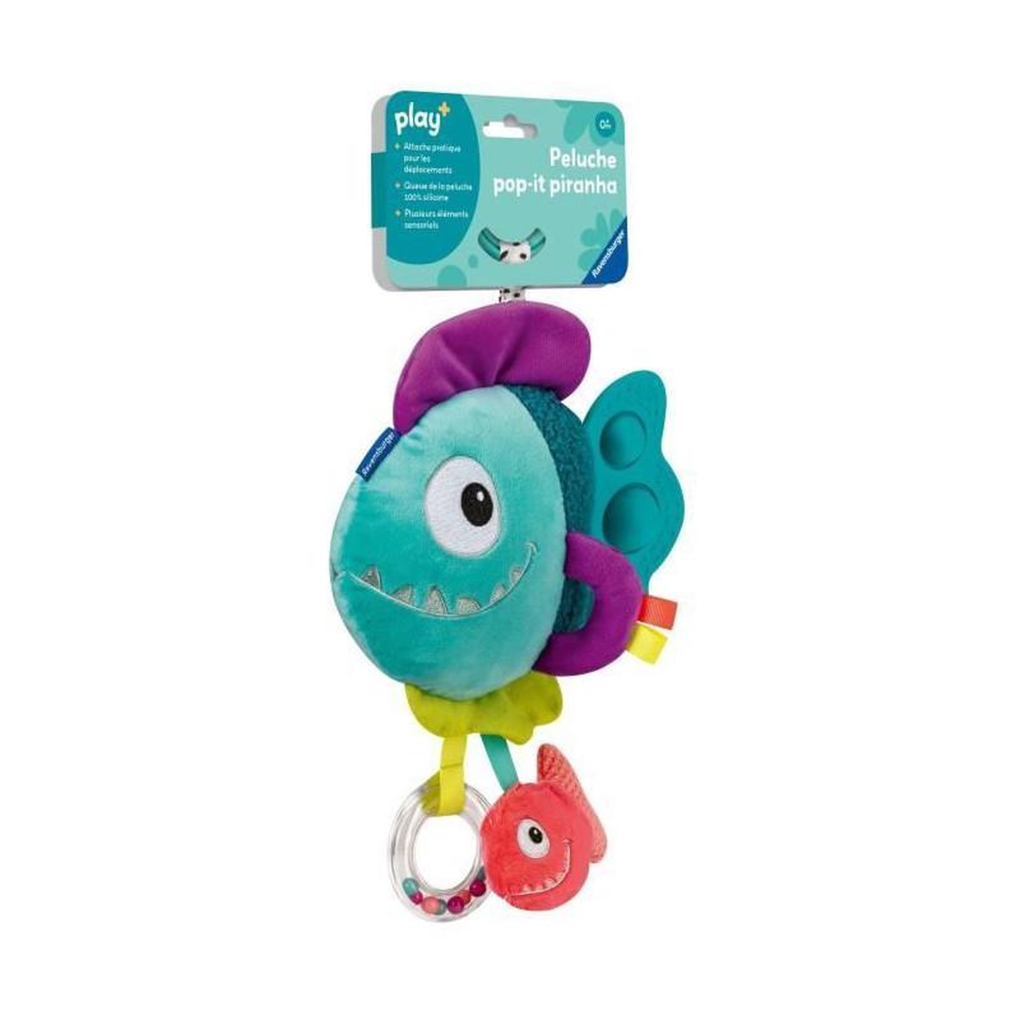 Voir la diapositive 4 : RAVENSBURGER Ravensburger -PLAY + - Peluche pop-it piranha bleu - Des la naissance - version française - 34016