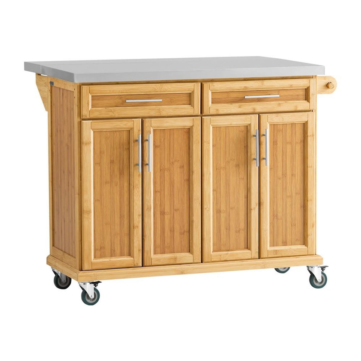 SOBUY SoBuy - Îlot De Cuisine à deux tiroirs - Couleur Bois - 115x71x92cm - Fonctionnel - FKW69-N