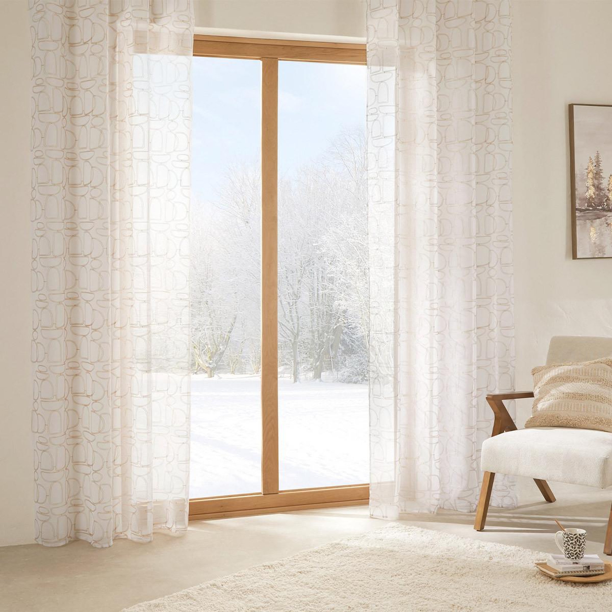 Voir la diapositive 3 : ATMOSPHERA Rideau voilage brodé  hania  140x240cm beige