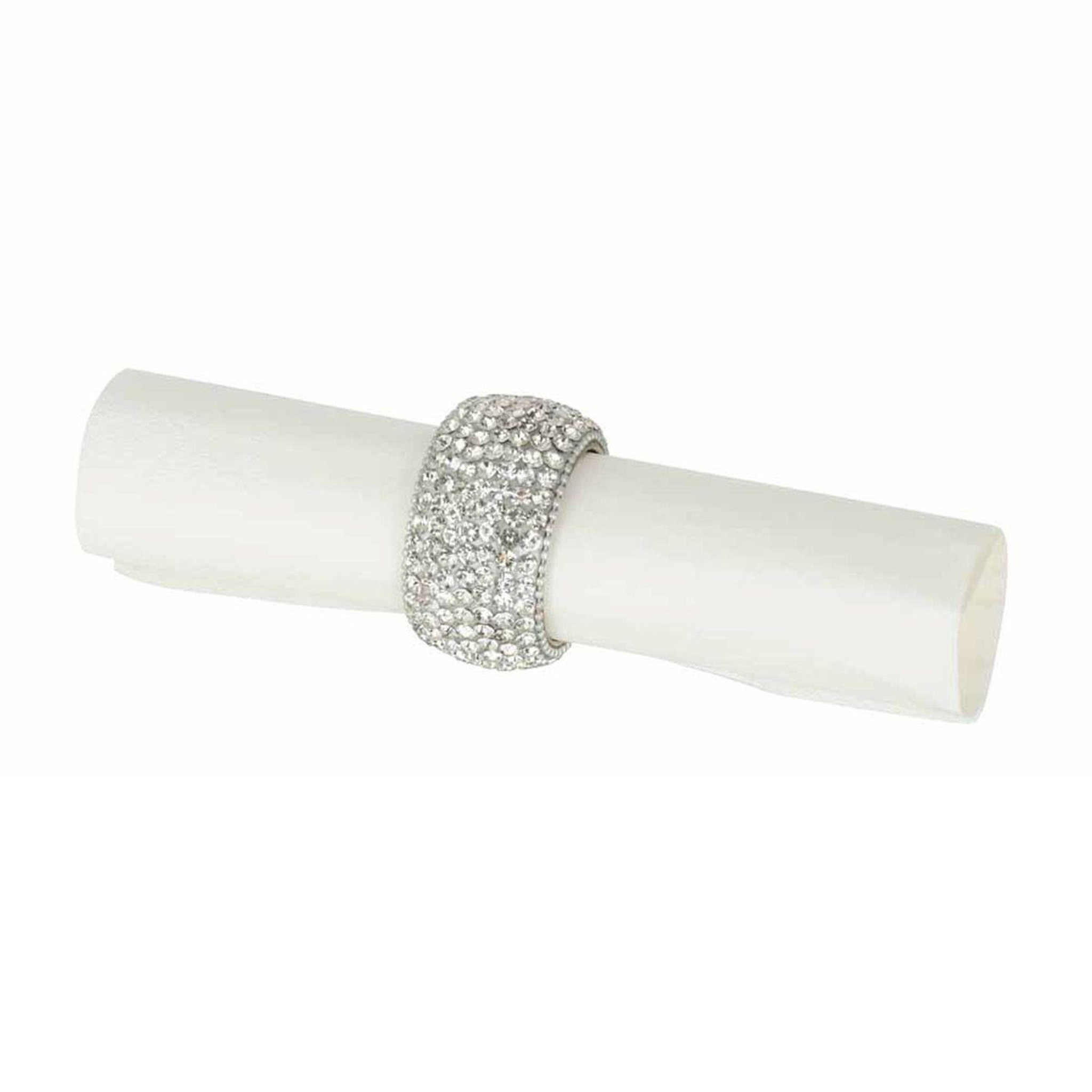 Voir la diapositive 3 : J-LINE Lot de 6 ronds de serviette  diamant  6cm argent