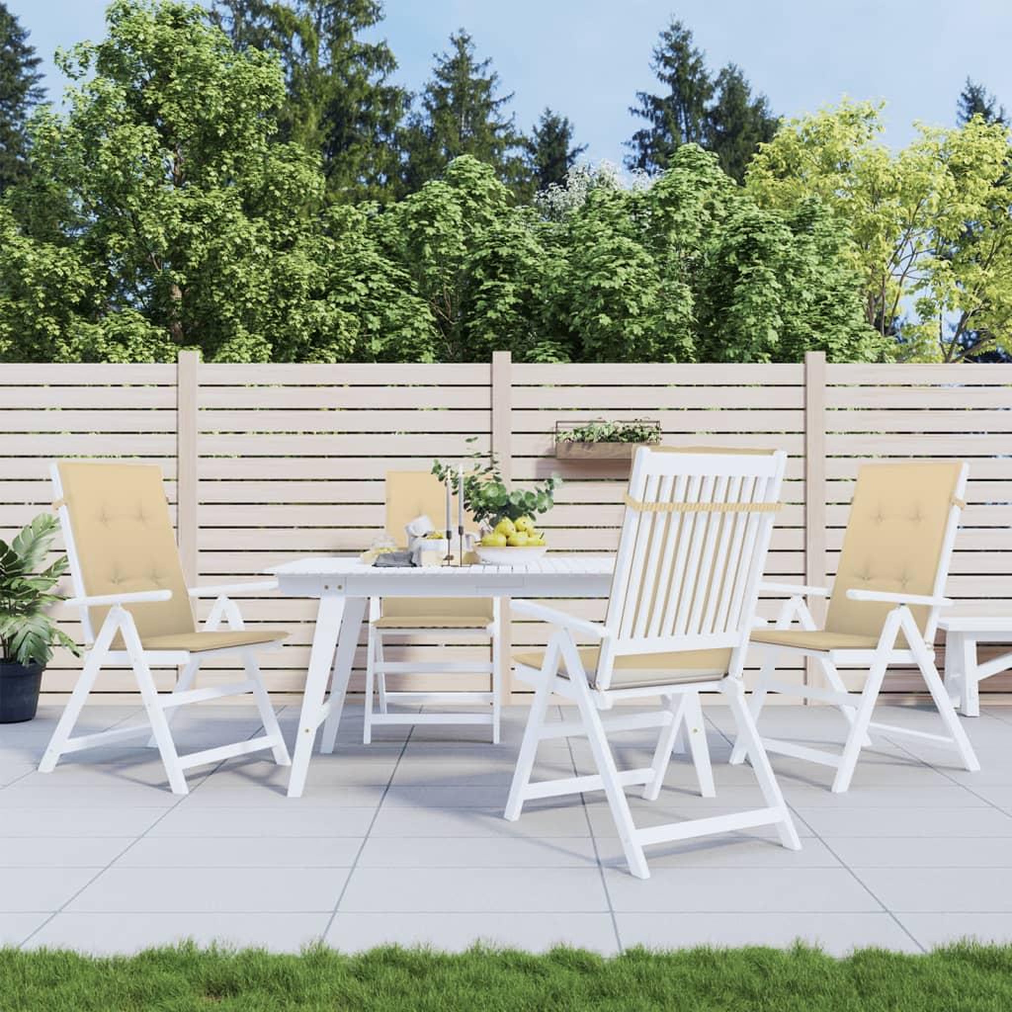 Voir la diapositive 4 : VIDAXL Coussins de chaise a dossier haut lot de 4 beige melange tissu