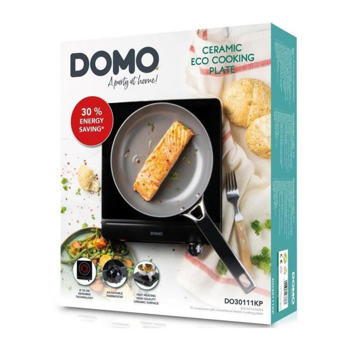 Domo Plaque de cuisson céramique - DOMO - 1 feu - 25,3 x 28,7 x 7 cm - DO30111KP
