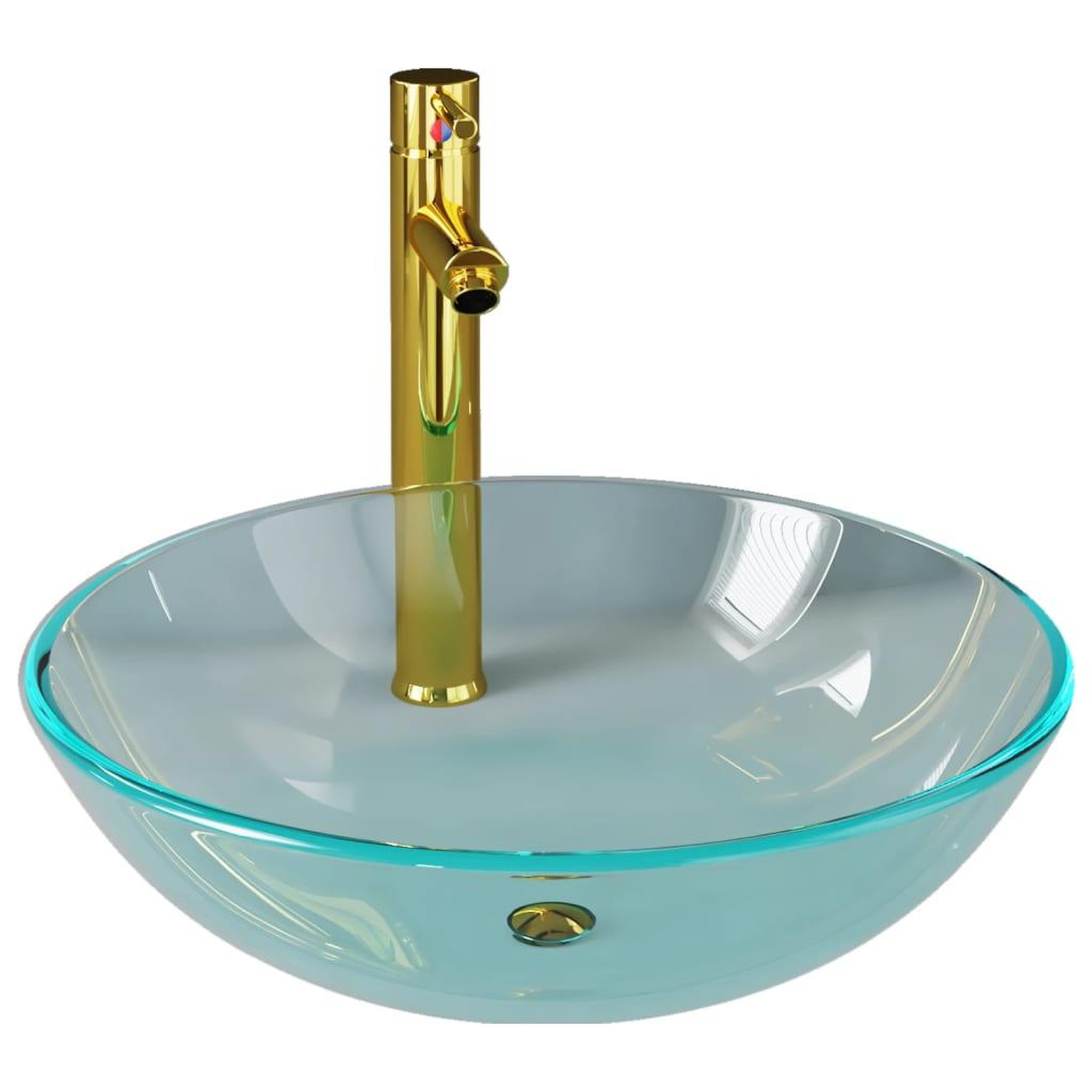 Voir la diapositive 2 : VIDAXL Lavabo de bain avec robinet et drain a poussoir Verre trempe