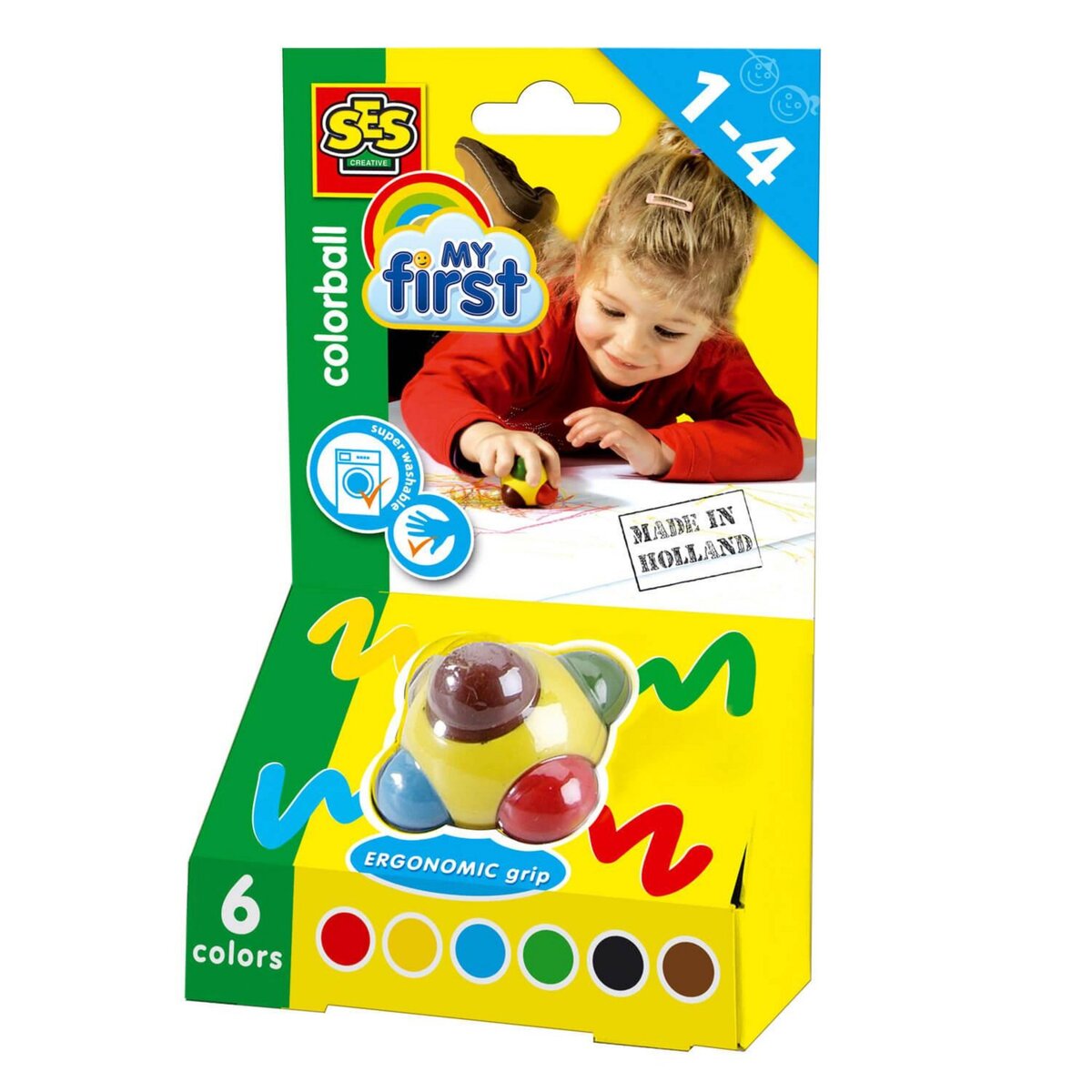 SES Creative Crayons Crayons en cire : Color ball fluo