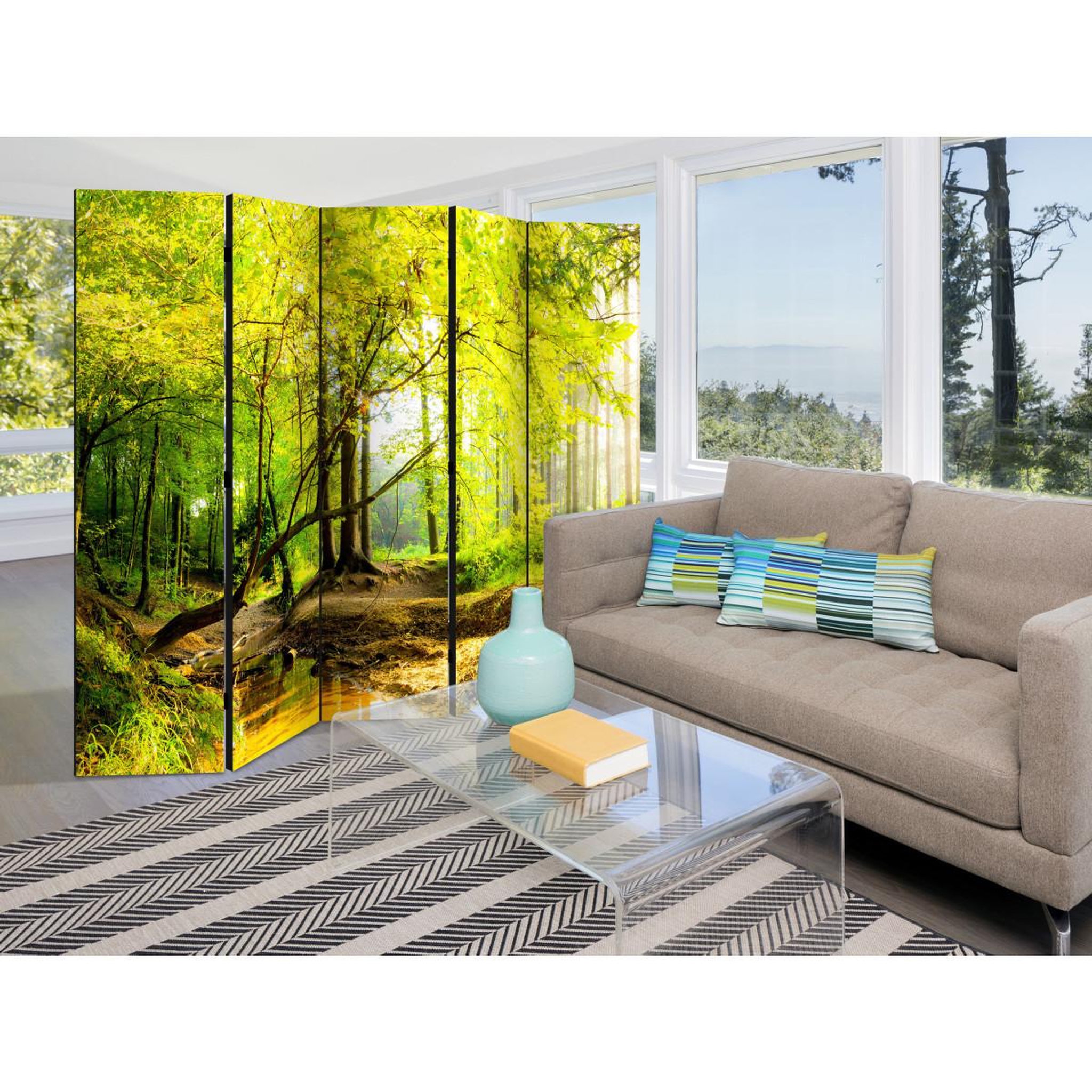 Voir la diapositive 2 : Paris Prix Paravent 5 volets  forest clearing  172x225cm