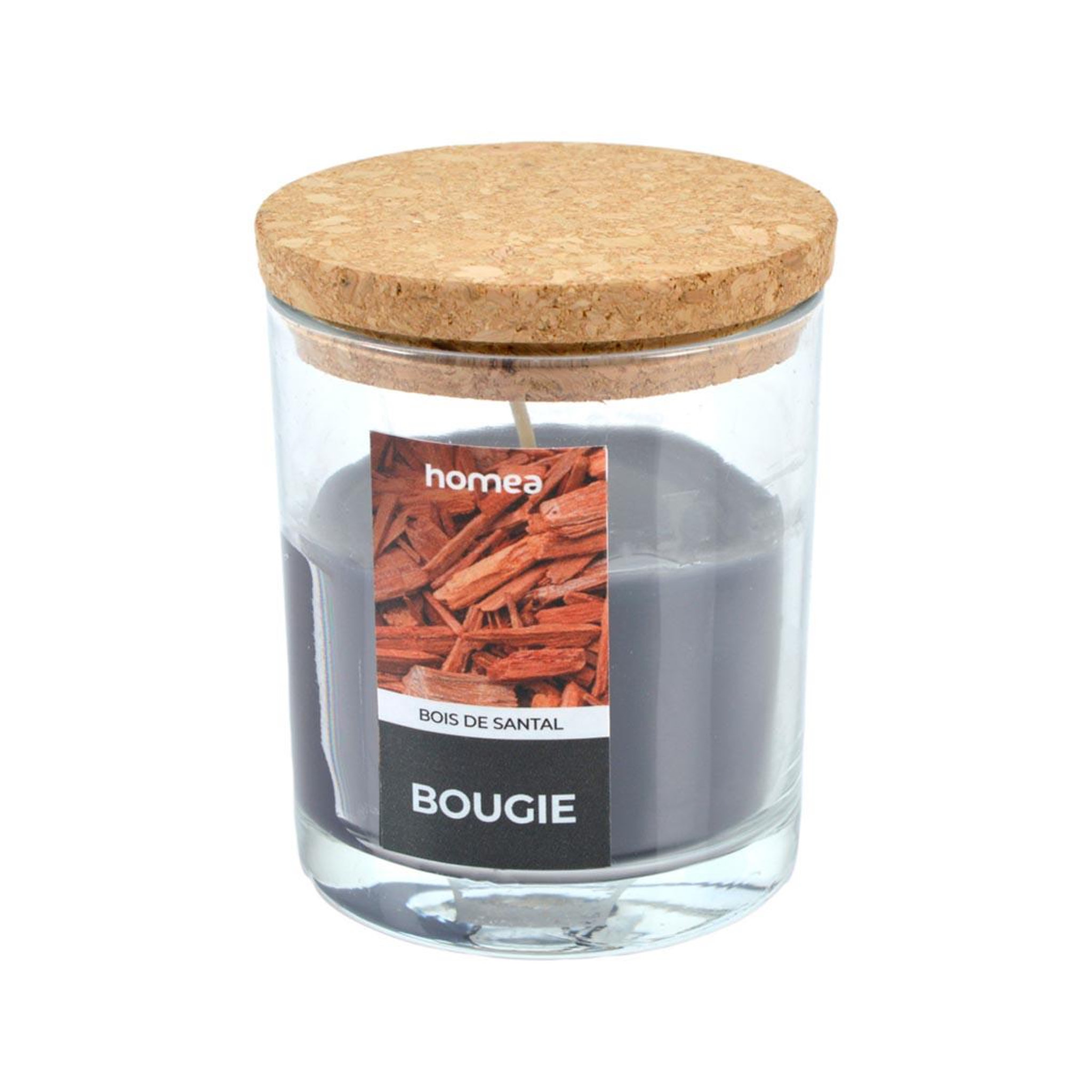 HOMEA Bougie verrine parfumée  essentiel ii  8cm bois de santal