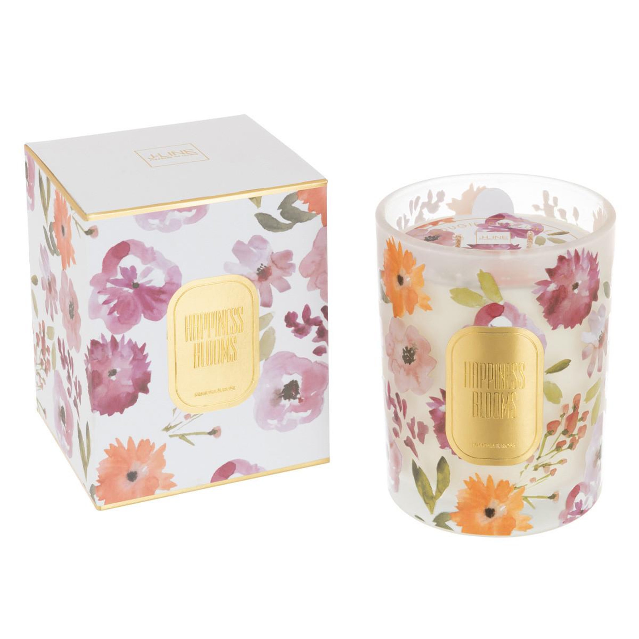 J-LINE Bougie parfumée  happiness blooms  12cm mimosa & rose