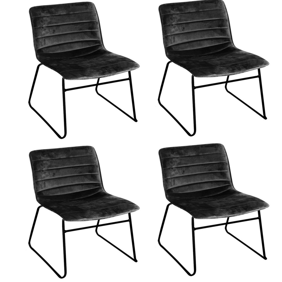 TOILINUX Lot de 4 Chaises de table design velours Brooklyn