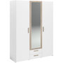 Voir la diapositive 5 : PARISOT Armoire DREAM 3 portes - Panneau de particules - Miroir - Décor blanc - L150 x H200 x P52 cm