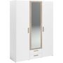 Voir la diapositive 5 : PARISOT Armoire DREAM 3 portes - Panneau de particules - Miroir - Décor blanc - L150 x H200 x P52 cm