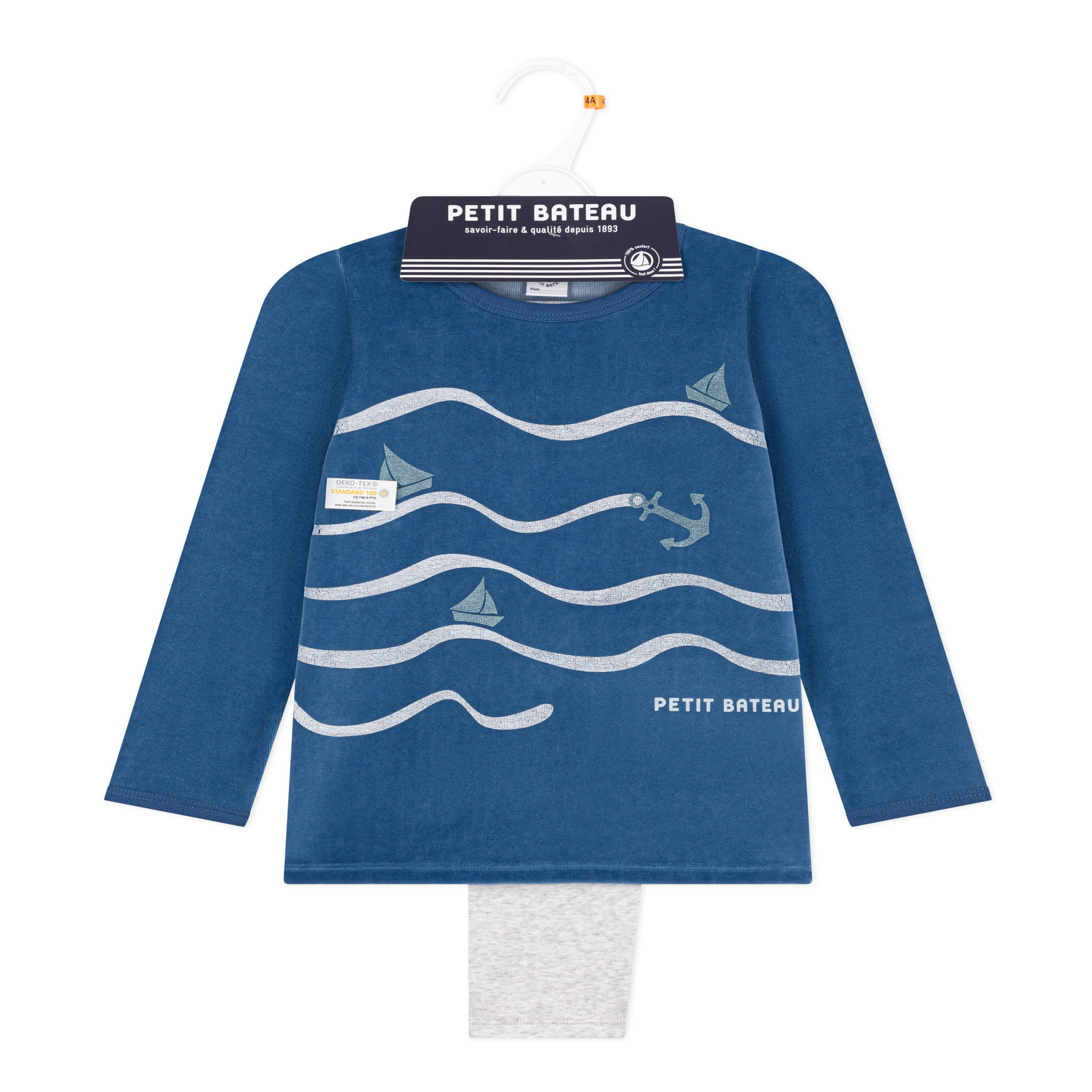 Voir la diapositive 2 : PETIT BATEAU Pyjama bleu garçon 