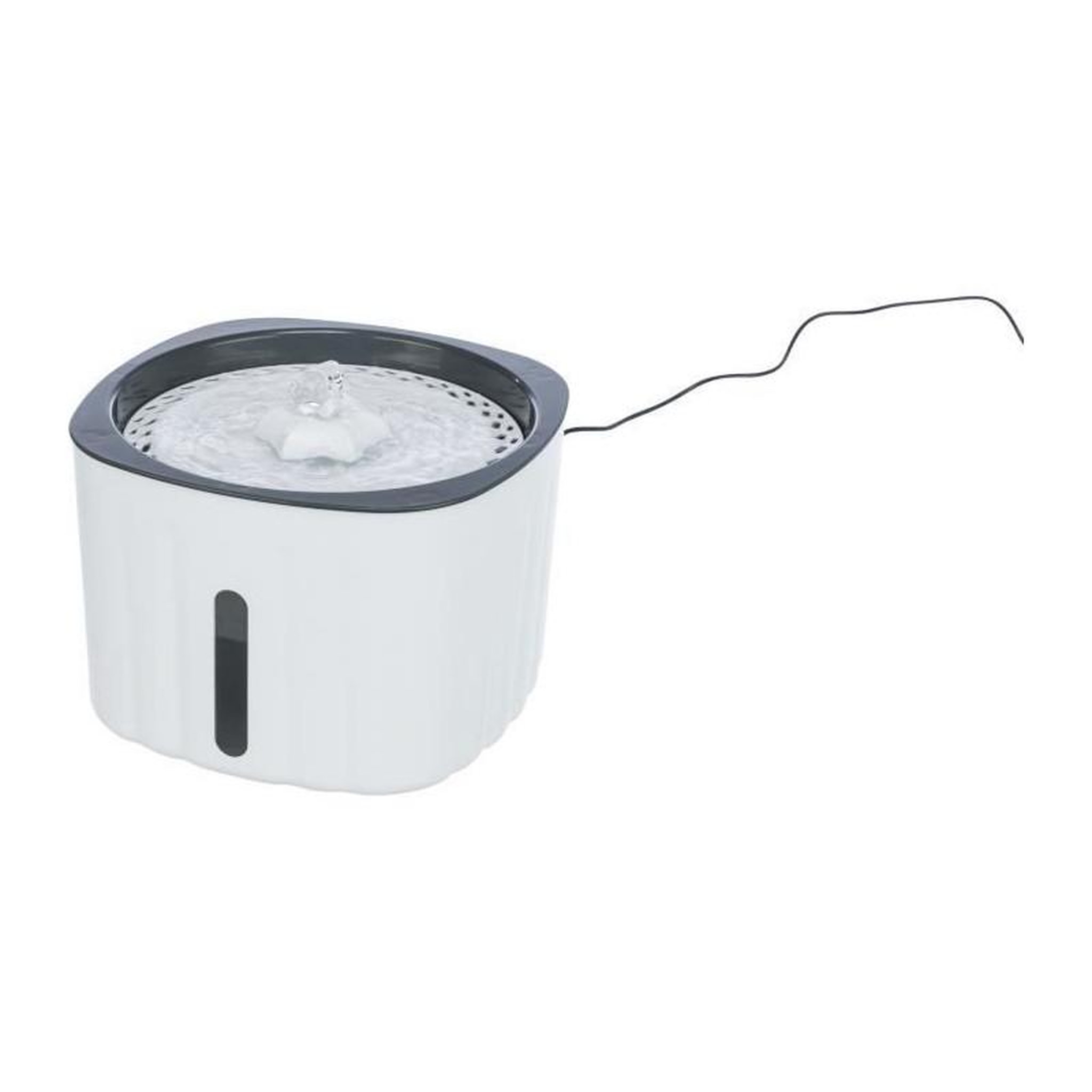 Trixie Fontaine a boire TRIXIE Flower - Plastique - 2L - 18,5 × 13 × 18,5 cm - Blanc et gris