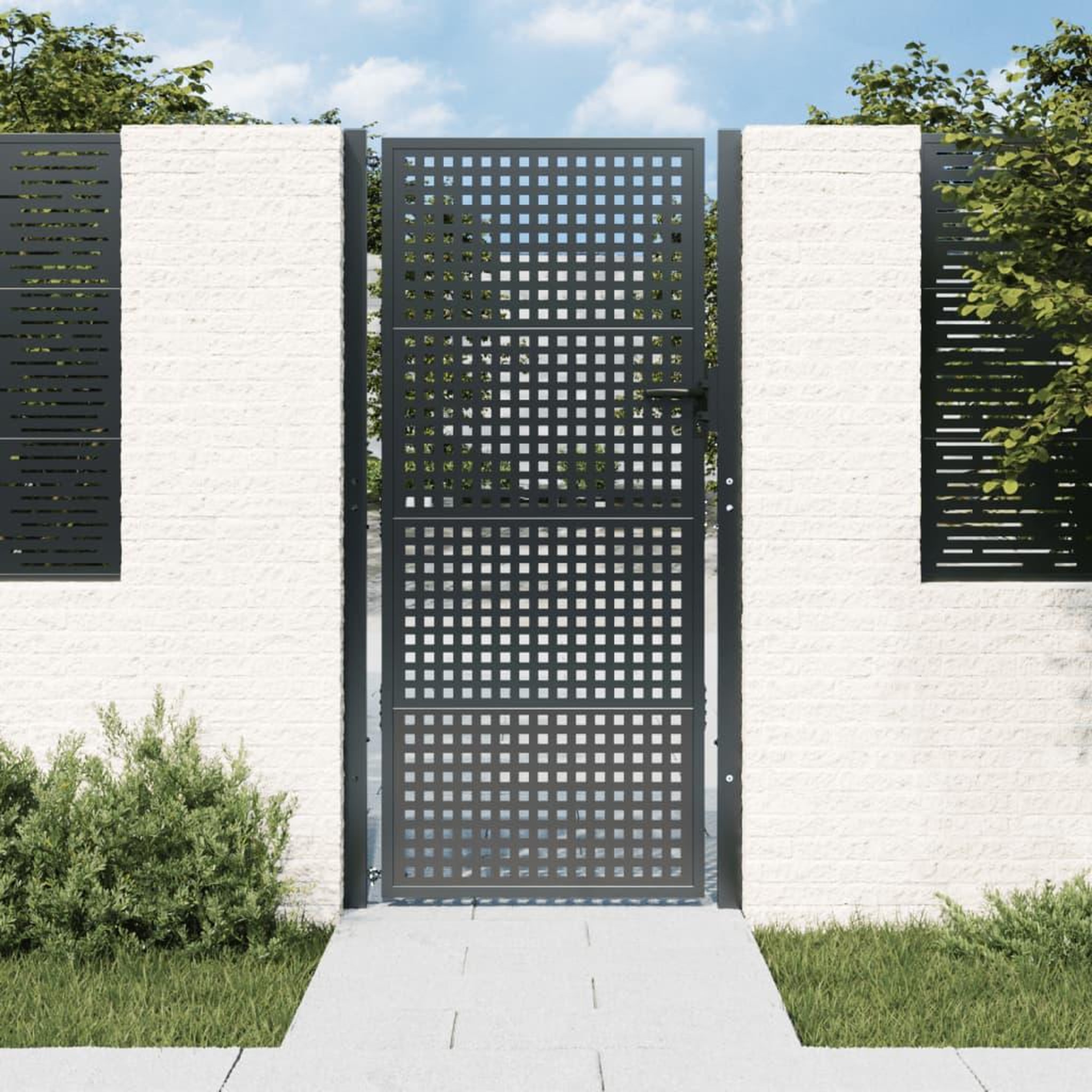 VIDAXL Portail de jardin anthracite 105x225 cm acier